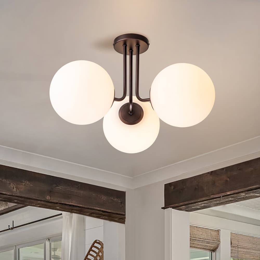 EDISLIVE Y81010000042538 Lueck 3 -Light 22-in Black Semi Flush Mount Light