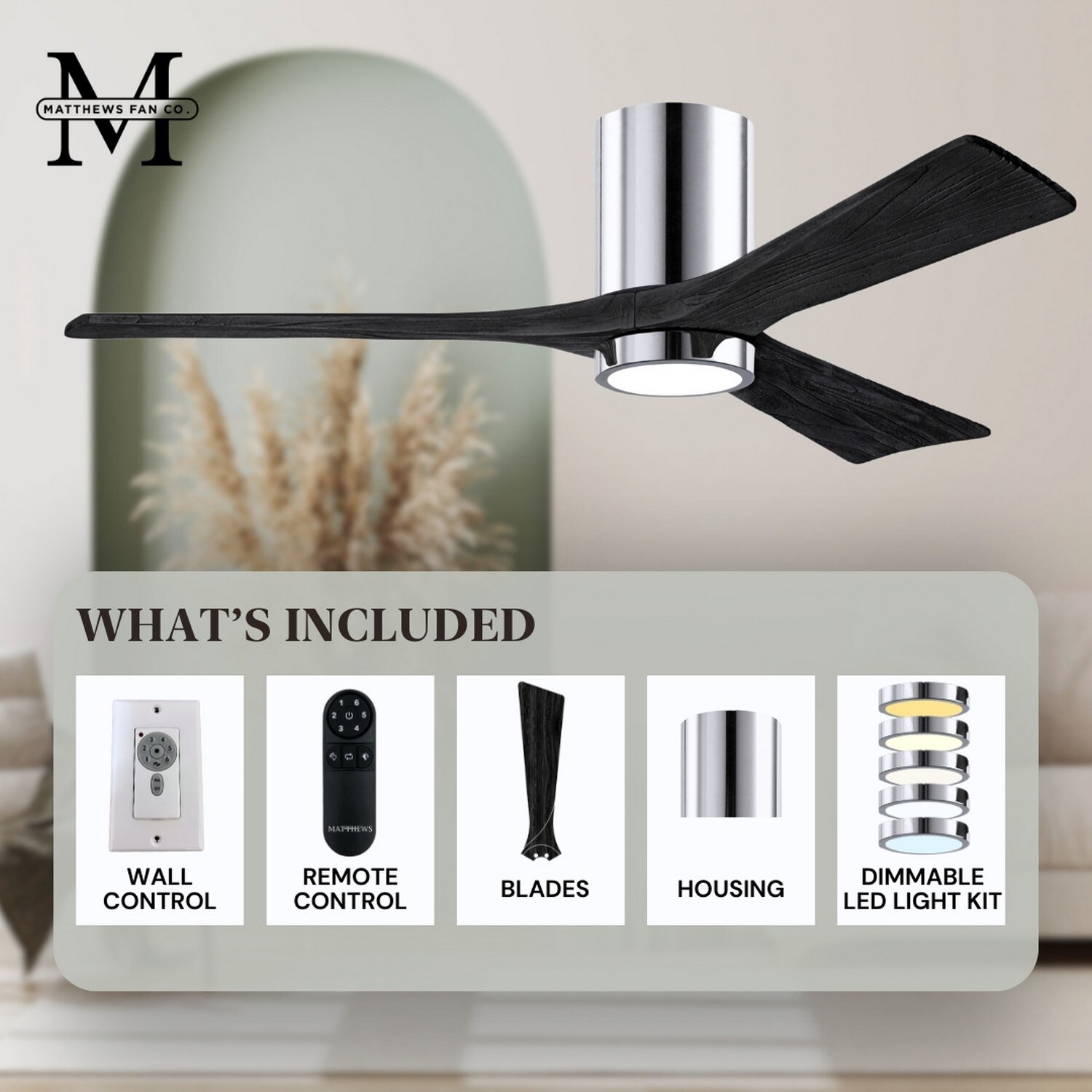 Matthews Fan Company IR3HLK-CR-BK-60 Ceiling-Fans - View #9