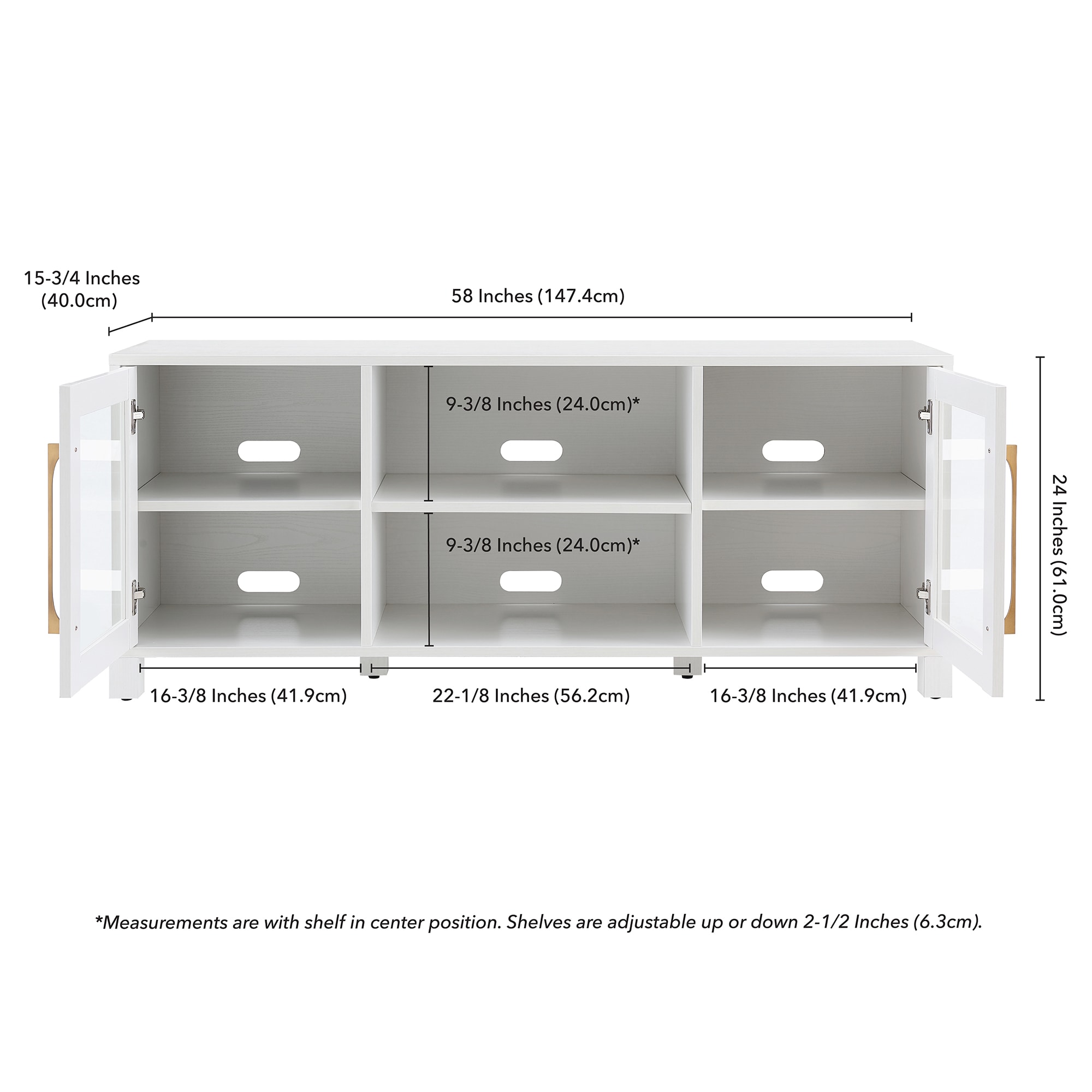 Quincy 58" White TV Stand with Glass Doors