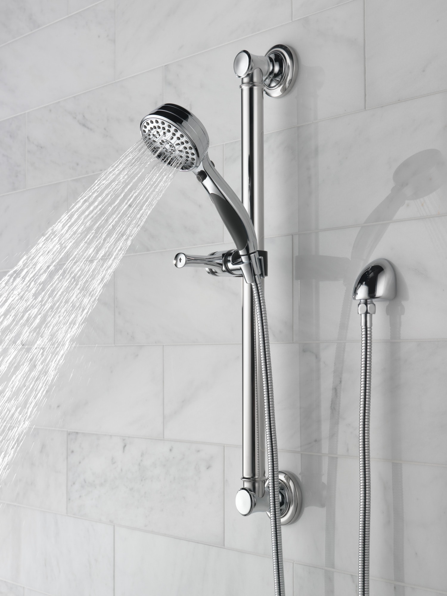 Chrome Adjustable Multi-Head Handheld Shower with Slide Bar