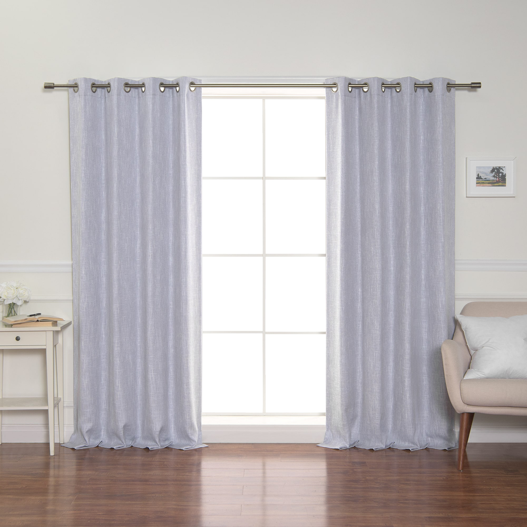 Best Home Fashion JC-12-96-BLUE 96-Inches Blue Blackout Standard lined Grommet Curtain panel pair