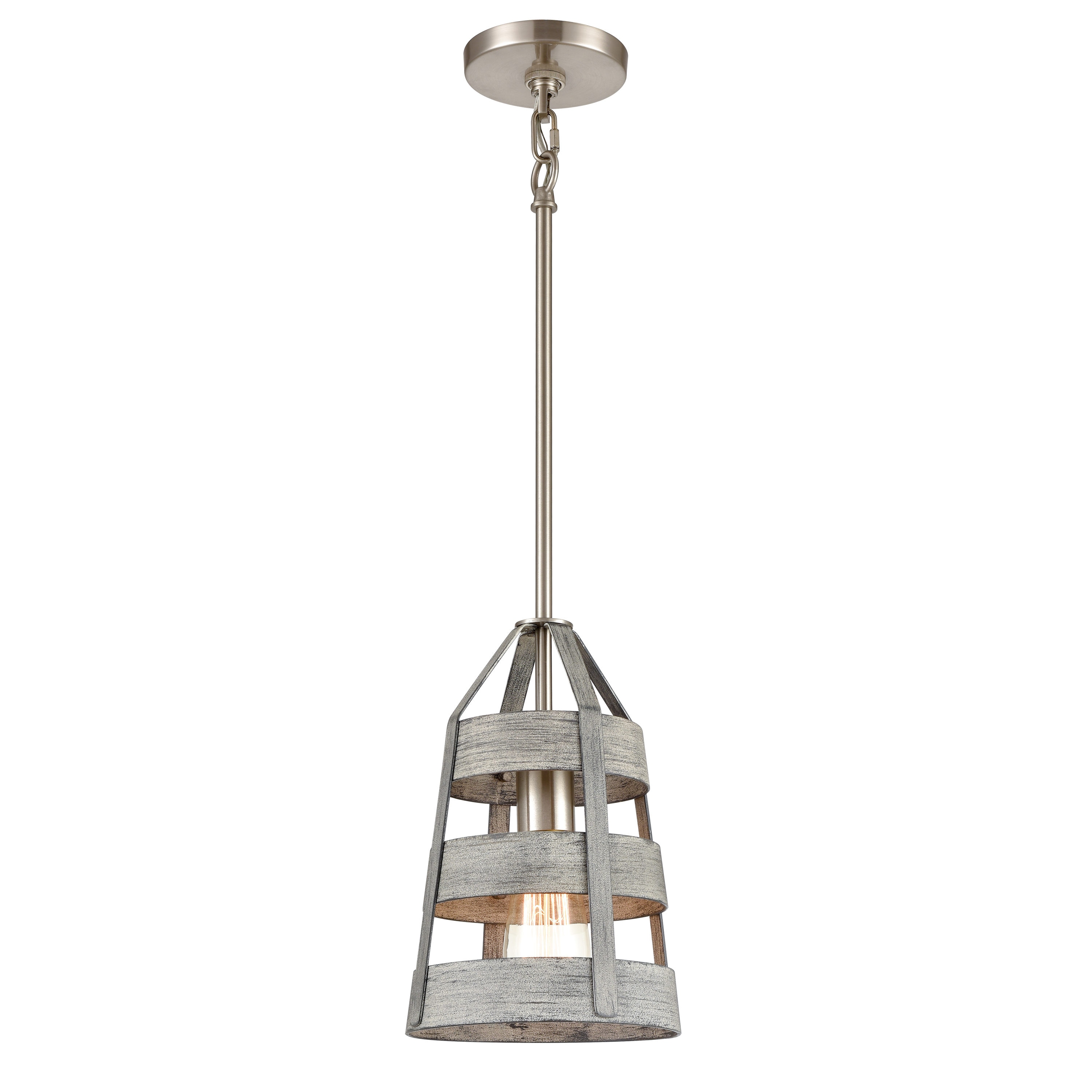 Westmore by ELK Lighting LWPN-210920047 Val de Loire Weathered Driftwood Transitional Bell LED Mini Hanging Pendant Light