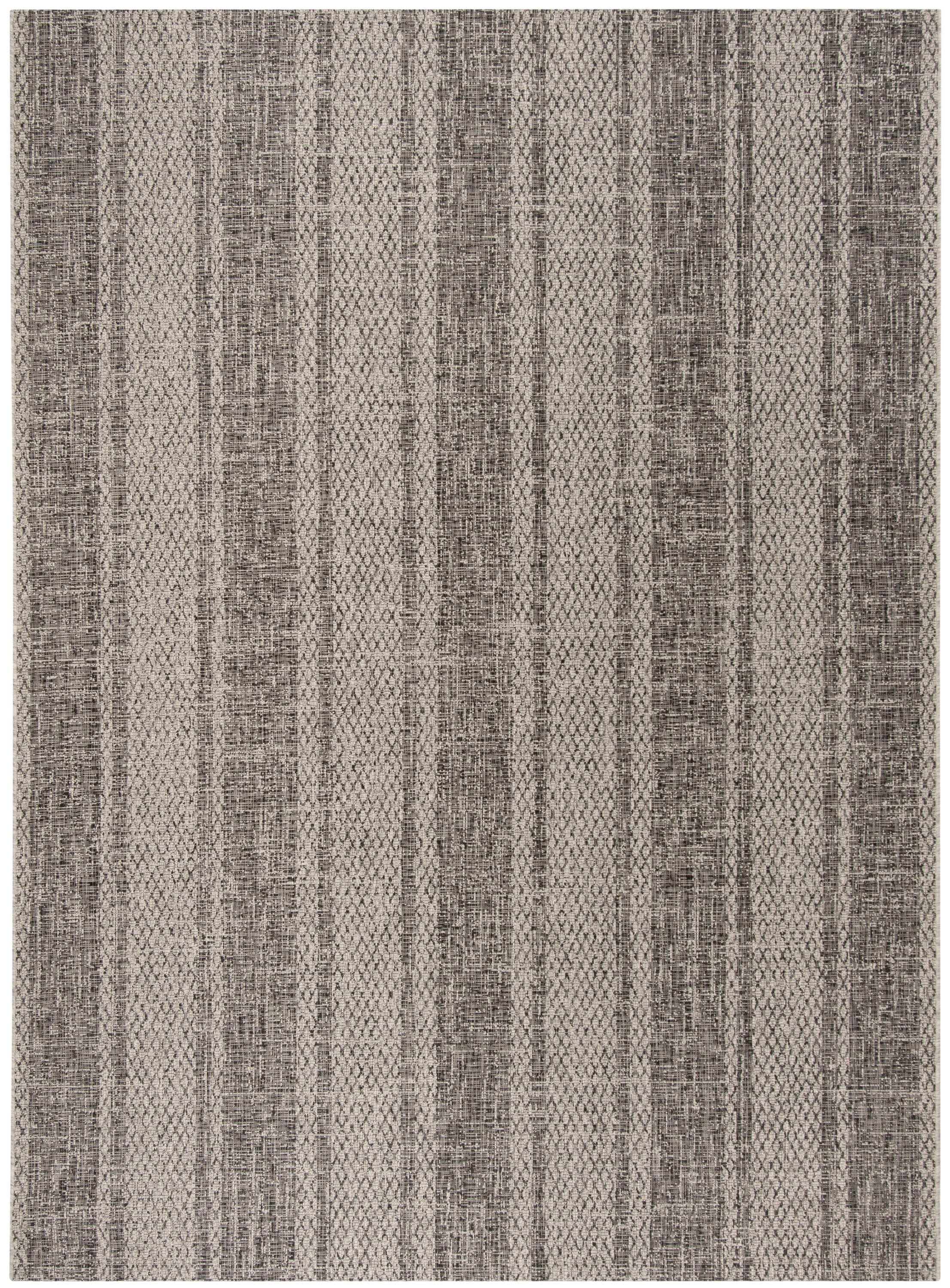 Safavieh CY8736-37612-9 Courtyard Ventura 9 x 12 (ft) Loomed Polypropylene Light Gray/Black Rectangular Indoor/Outdoor Stripe Coastal Area rug