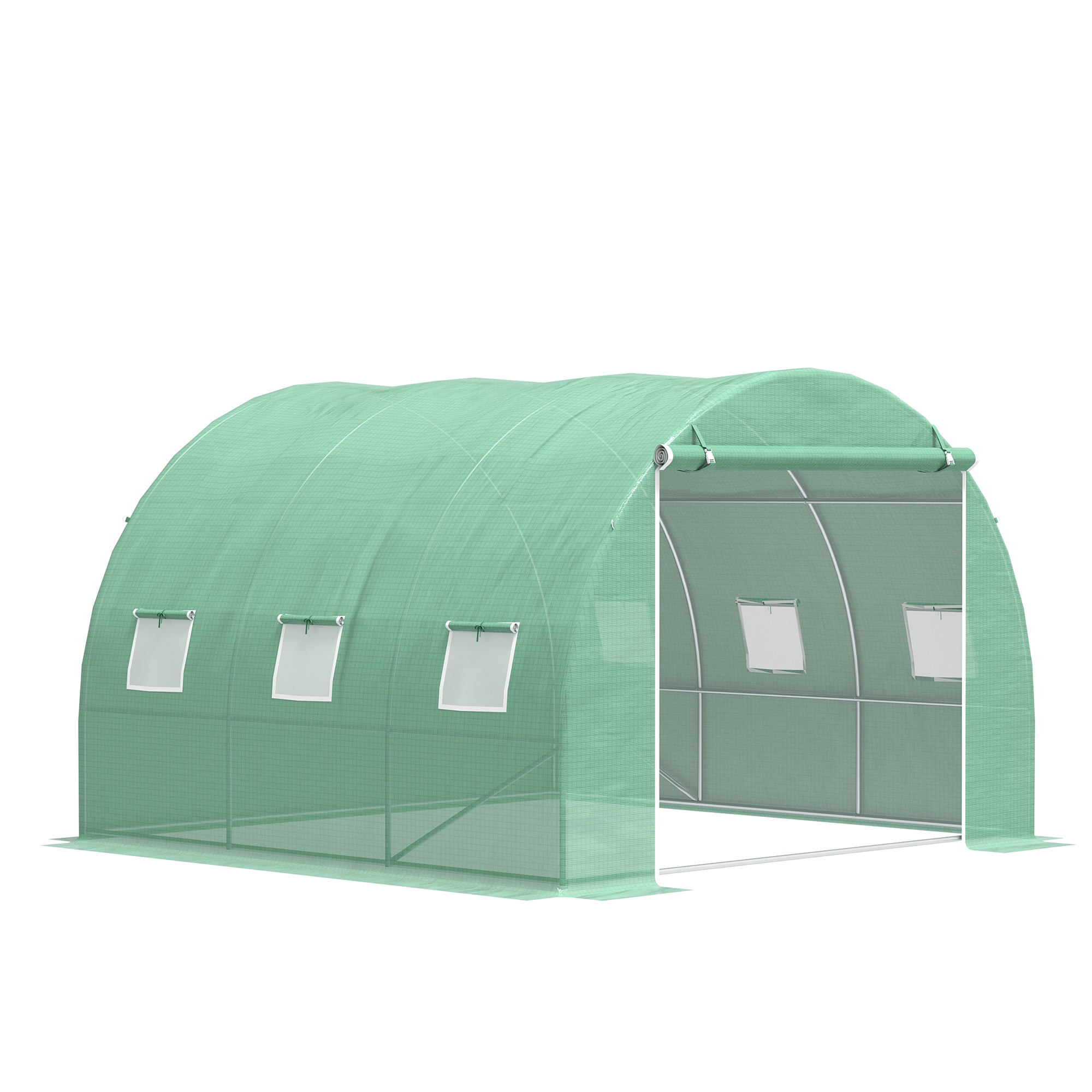 LUXEYARD - 10FT x 10FT x 6.5FT Walk-in Tunnel Hoop Greenhouse Polyethylene PE Cover Steel Frame R...