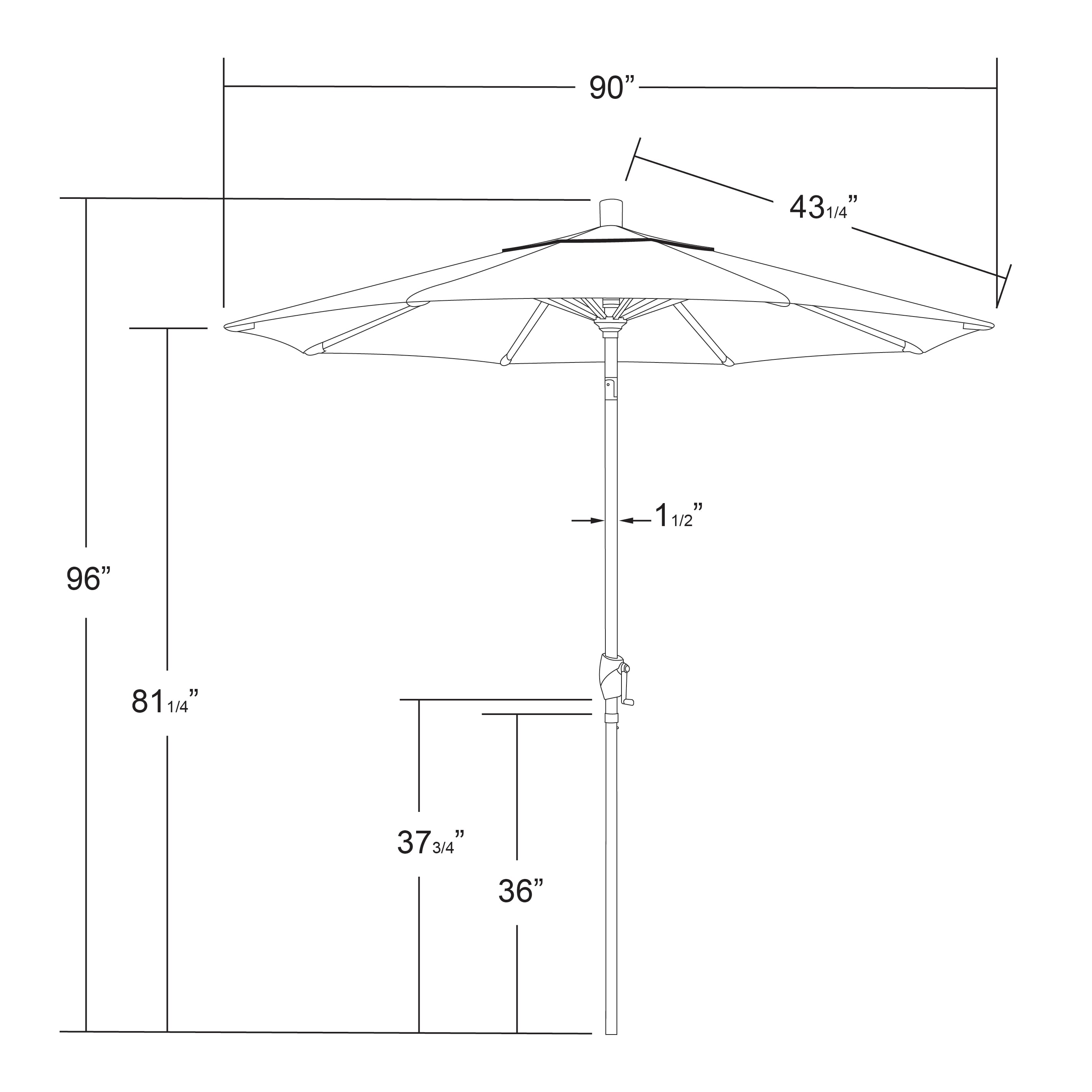 California Umbrella 7.5-ft Push-button Tilt Market Patio Umbrella in ...