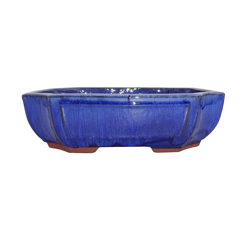 Bonsai ceramic pot 14 blue color rectangle shape