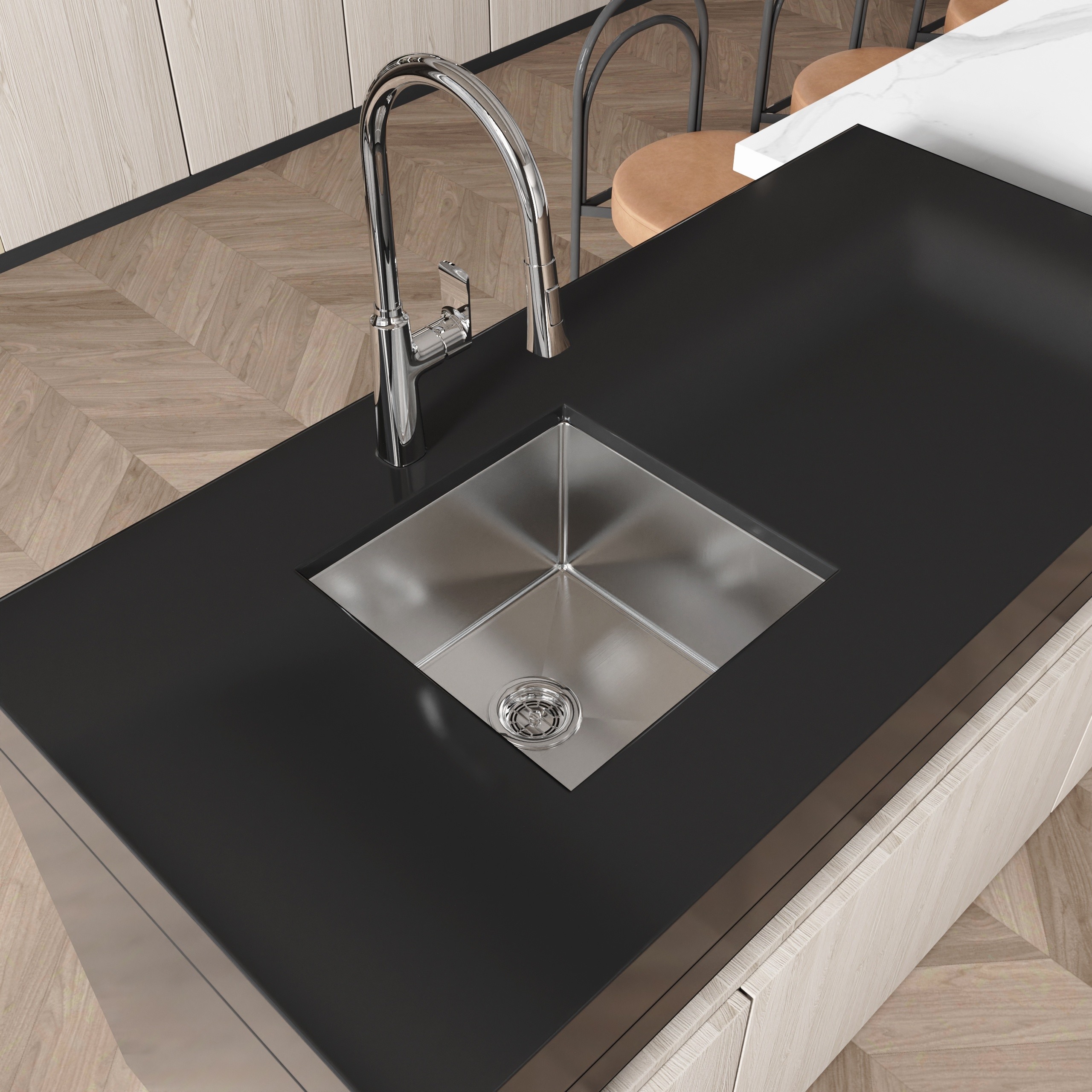 LIVACA 18 inch x 18 inch Brushed Nickel Stainless Steel Kitchen Sink with Undermount Installation and US Standard Drain