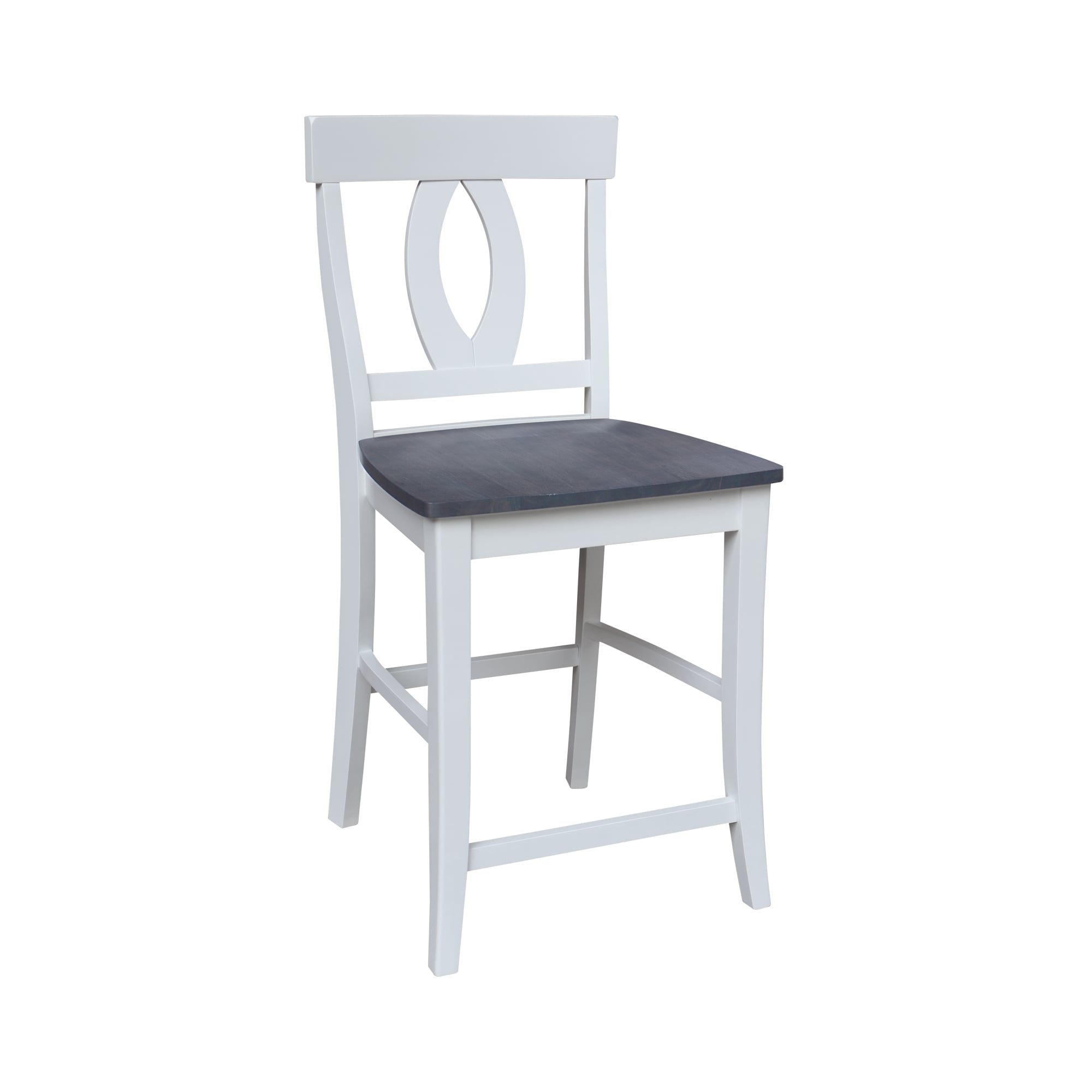 White and Heather Gray Wood Counter Height Stool with Splat Back
