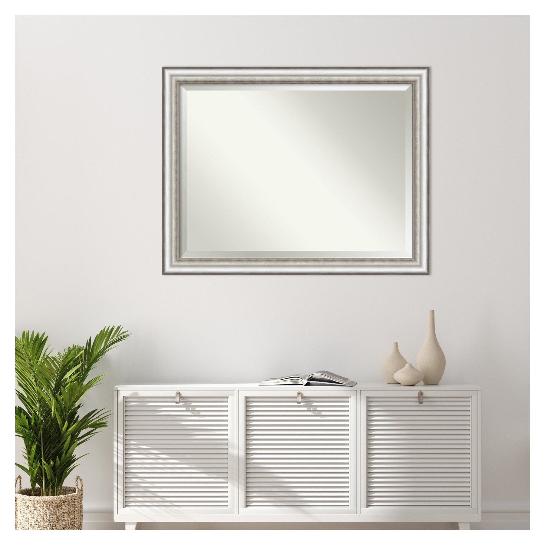 Silver Rectangular Full Length Wood Framed Mirror