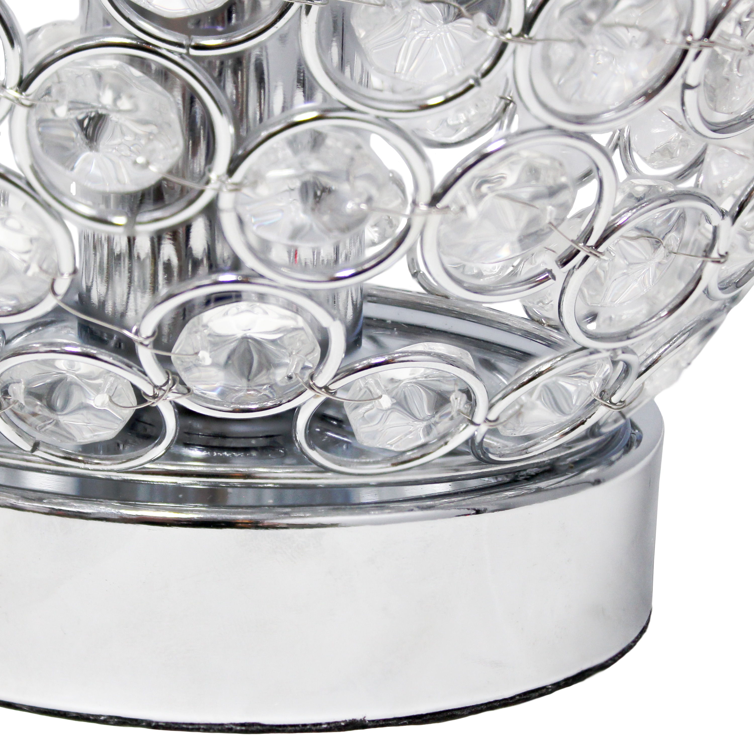 11" Silver Crystal Round Vase Table Lamp with Chrome Base