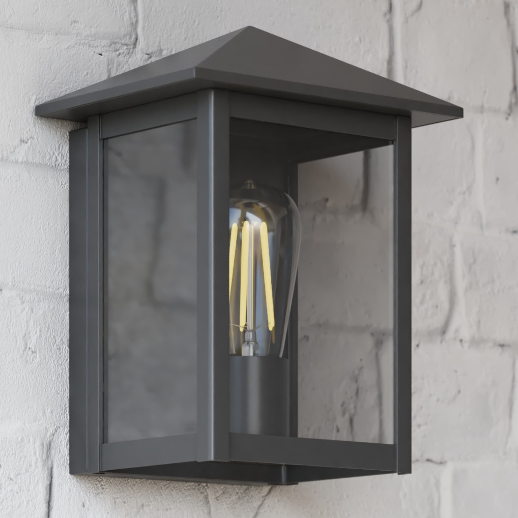 Project Source 43086 1 -Light 10-in H Matte Black Hardwired Outdoor Wall Light