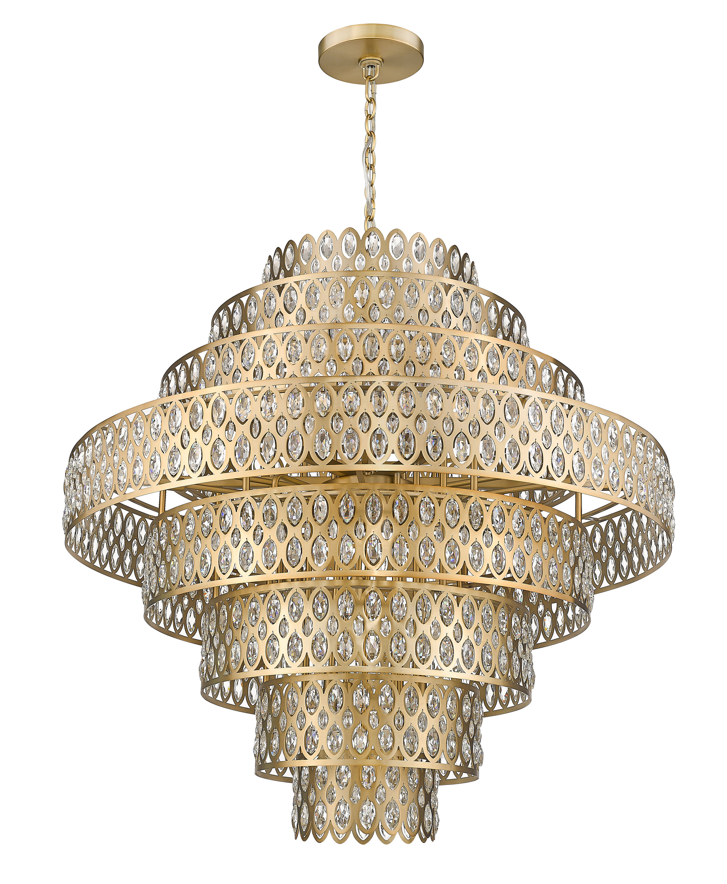 Heirloom Brass and Crystal 25-Light Chandelier Pendant