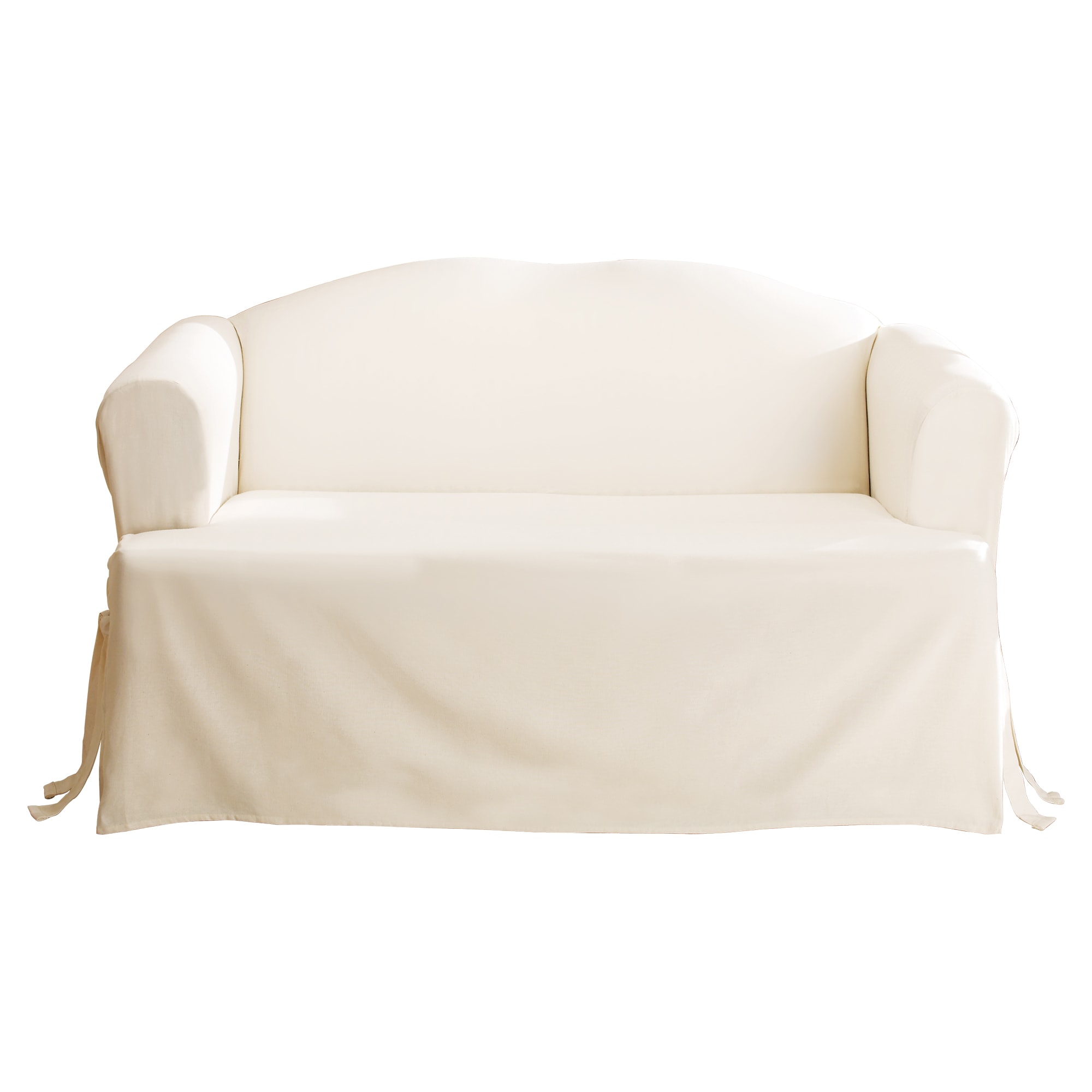 Natural Cotton Duck T-Cushion Loveseat Slipcover