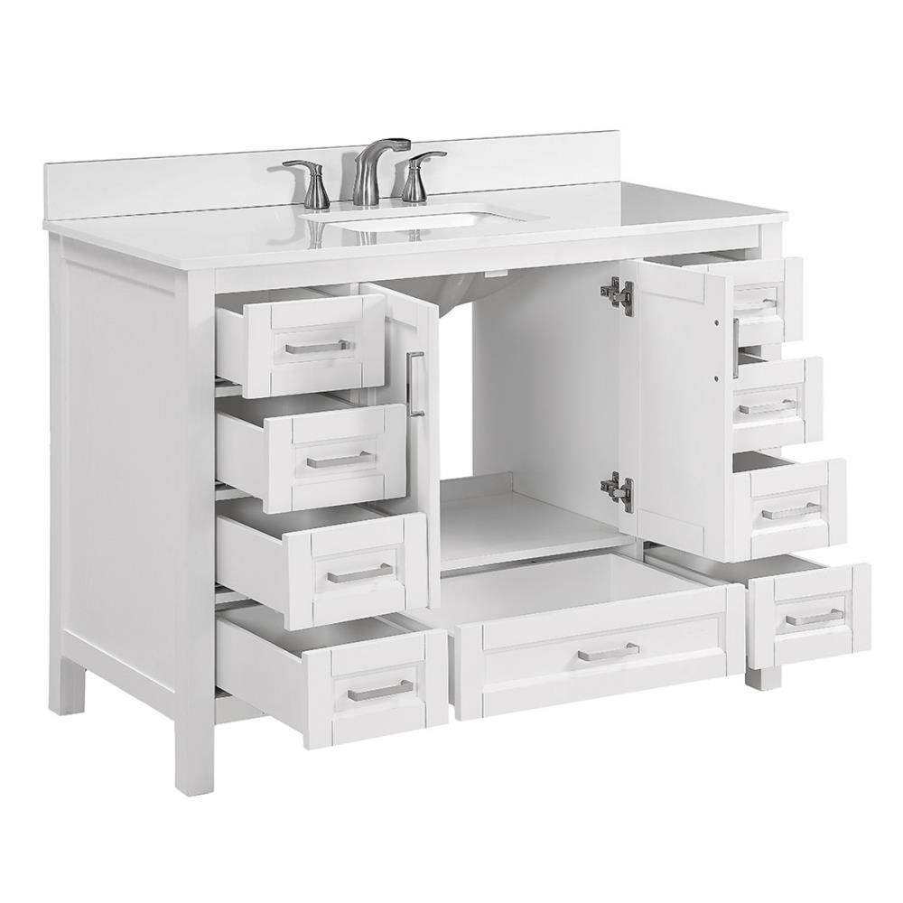 Durham 48-in White Oak Single Sink Bathroom Vanity with Terrazzo Engineered Stone Top