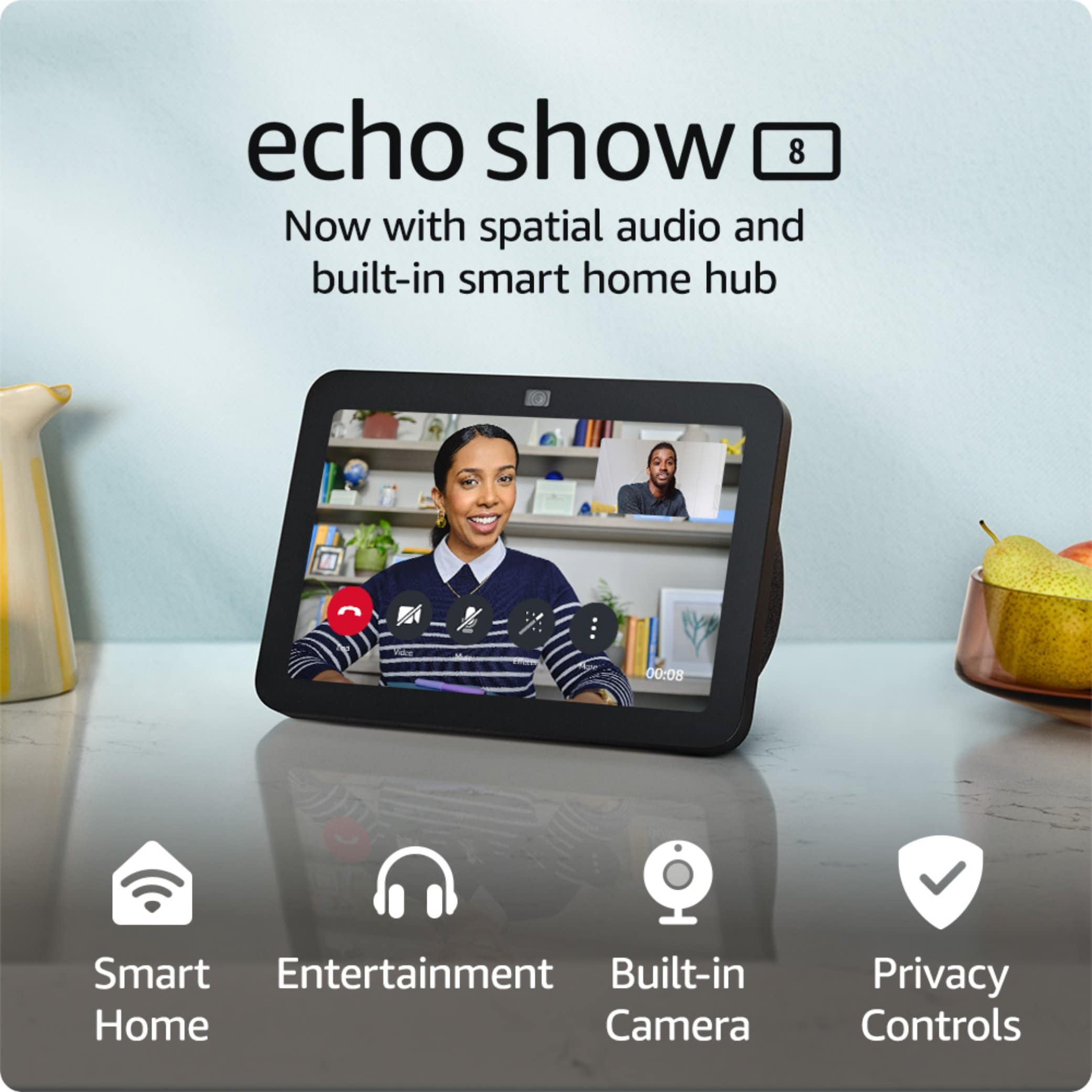  Echo Show 8 3rd Gen, 2023 release With Spatial Audio, Smart  Home Hub, and Alexa - Glacier Black in the Smart Speakers & Displays  department at