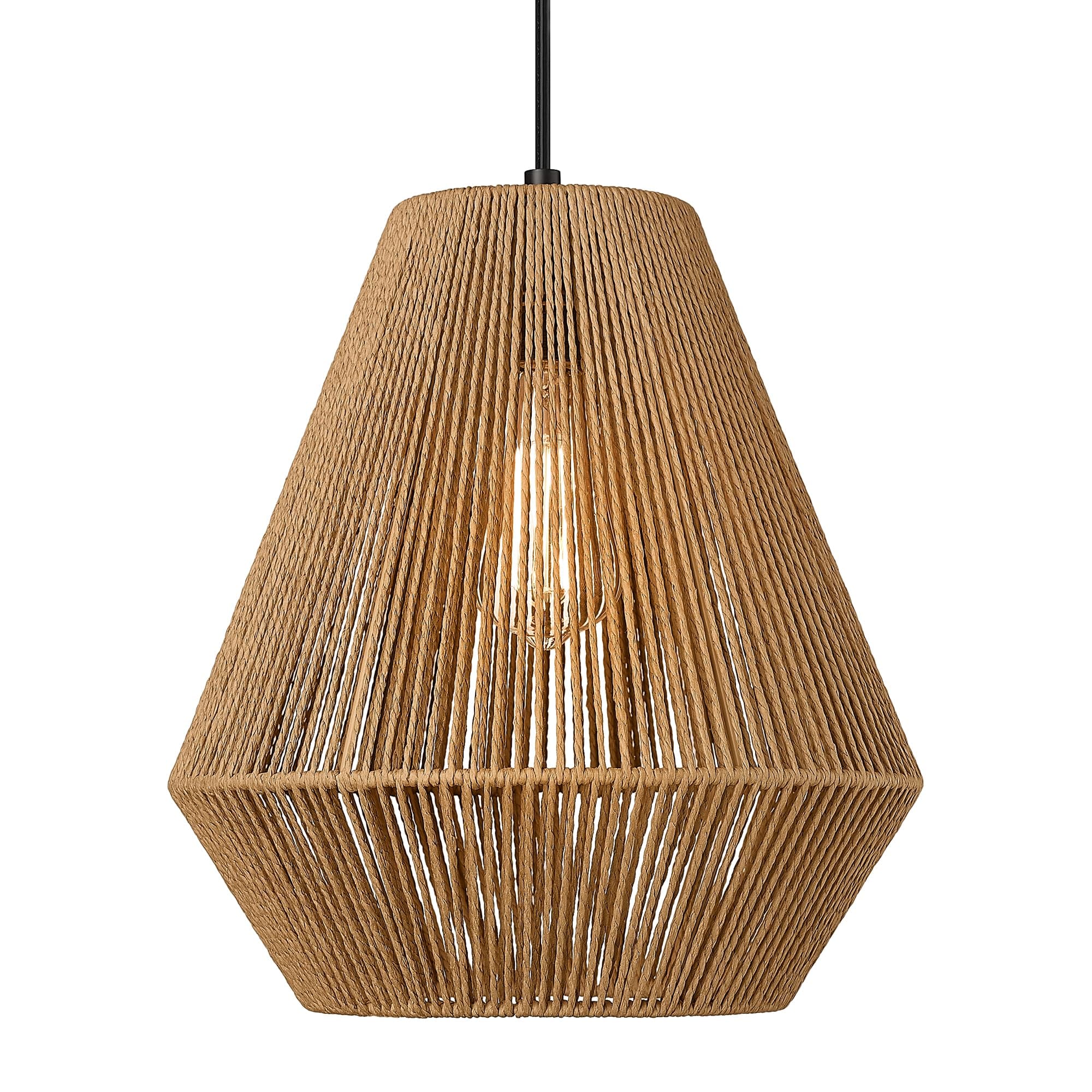 ITOPFOX  Woven Pendant Lights Modern Boho Hanging Lamp with 12 in Handwoven Rattan Basket Shade Adjustable Rustic Pendant Light Fixtures for