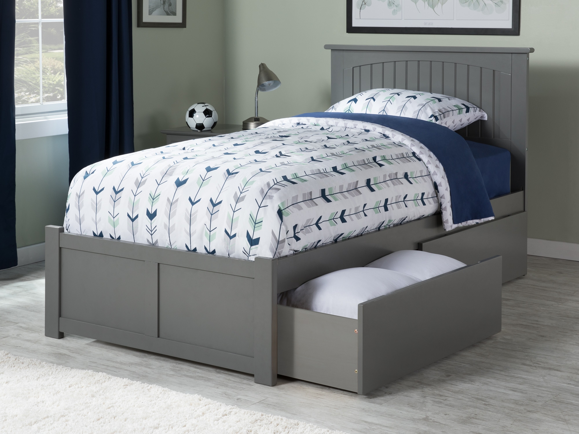 AFI Furnishings AR8222119 Nantucket Grey Twin Wood Platform Bed with Storage