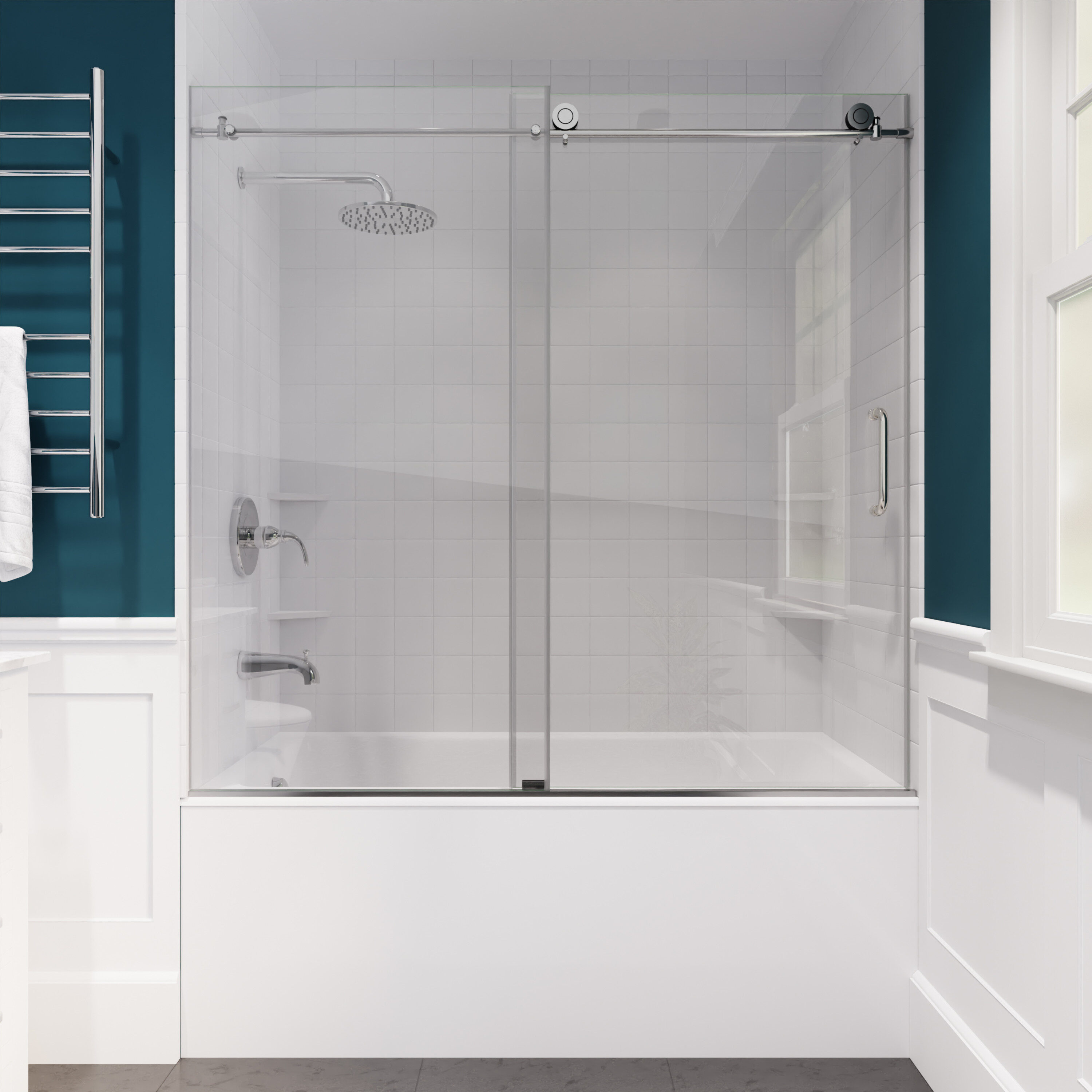 ANZZI SD-AZ8080-01CH Raymore Polished chrome 59-in to 60-in W x 62-Inches H Frameless Sliding Bathtub door