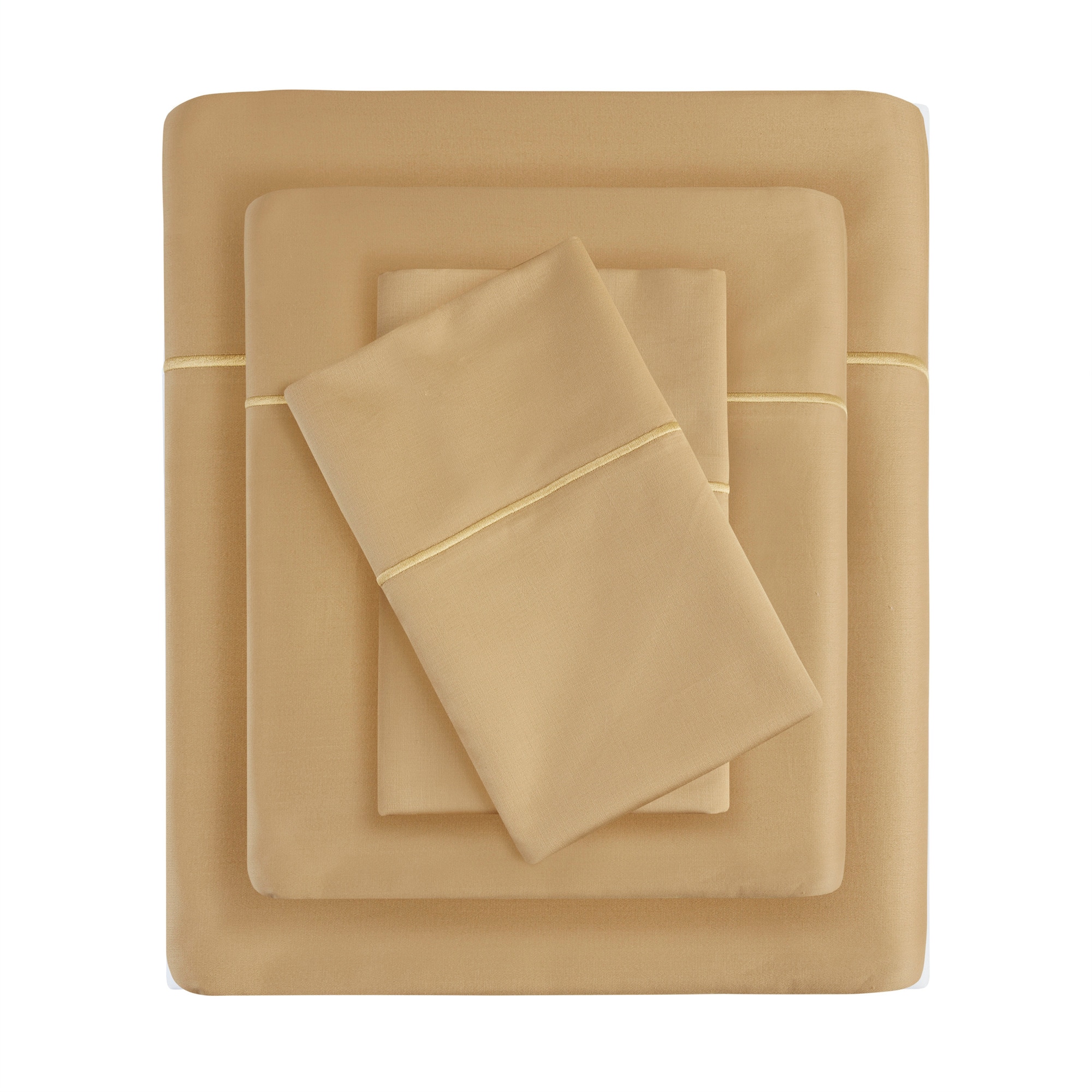 Madison Park SHET20-510 Queen 600 -Thread Count Cotton Gold 4 -Piece Bed Sheet Set
