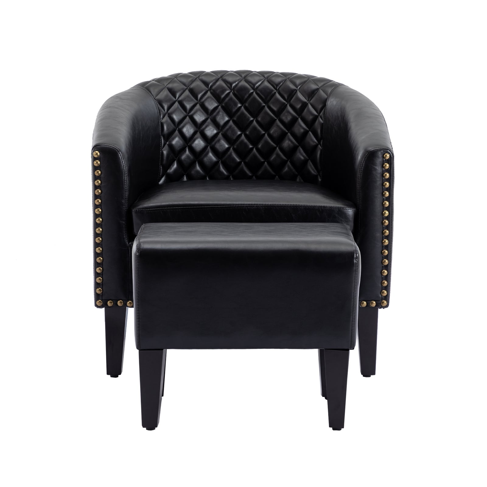 BESTCOSTY Modern Black Pu Faux Leather Accent Chair in the Chairs ...