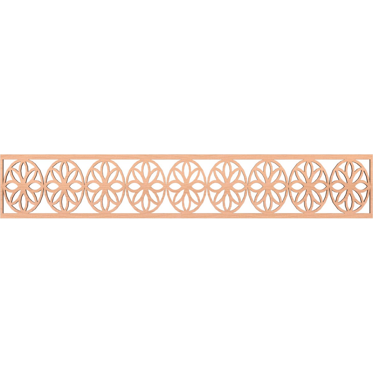 Ekena Millwork MLDA08X46BLUAL Blume Fretwork Flat Trim 8-in x 3.89-ft Alder Brown Unfinished 2155878 Pierced Wall Panel Moulding