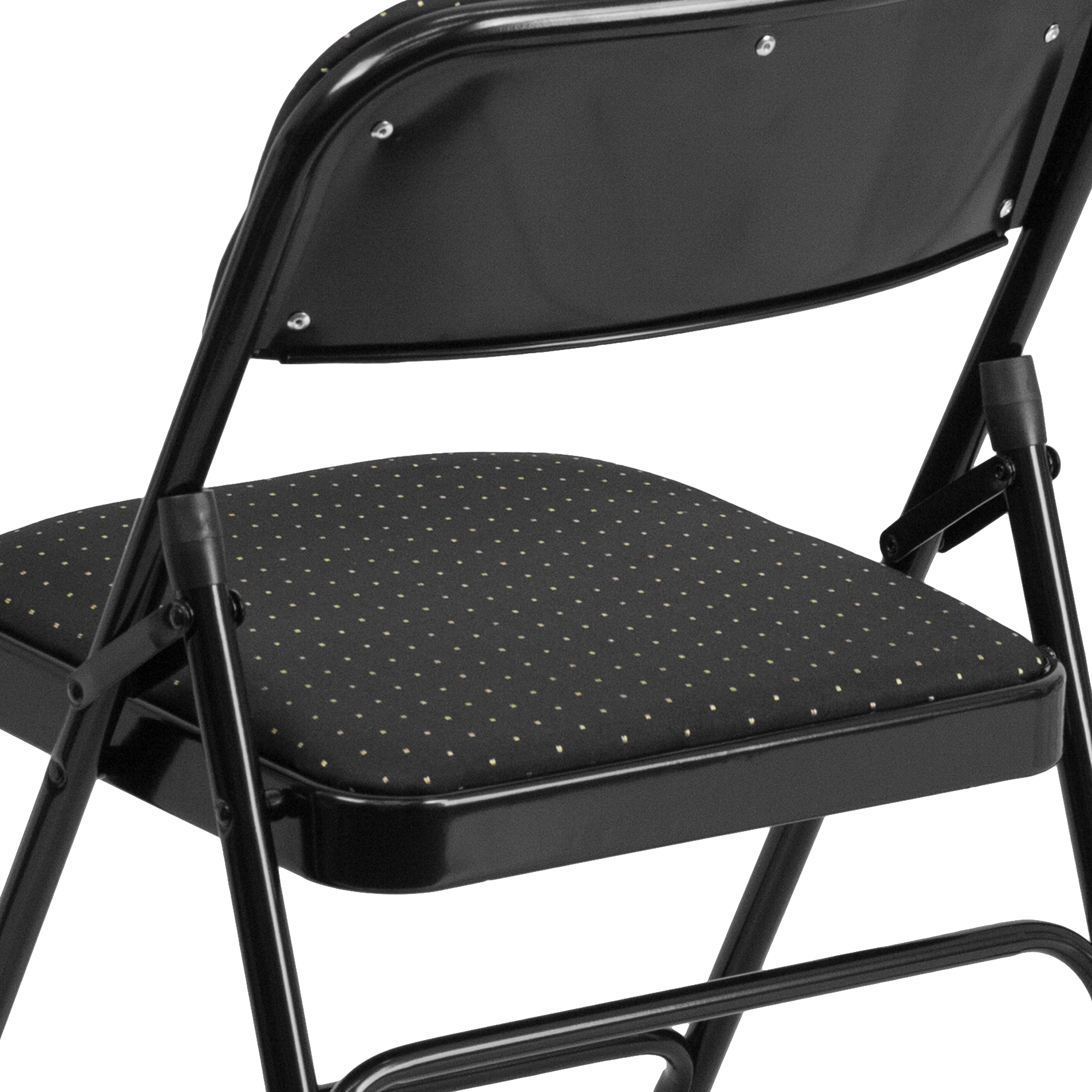 Black Patterned Fabric 30" Armless Metal Reception Chair
