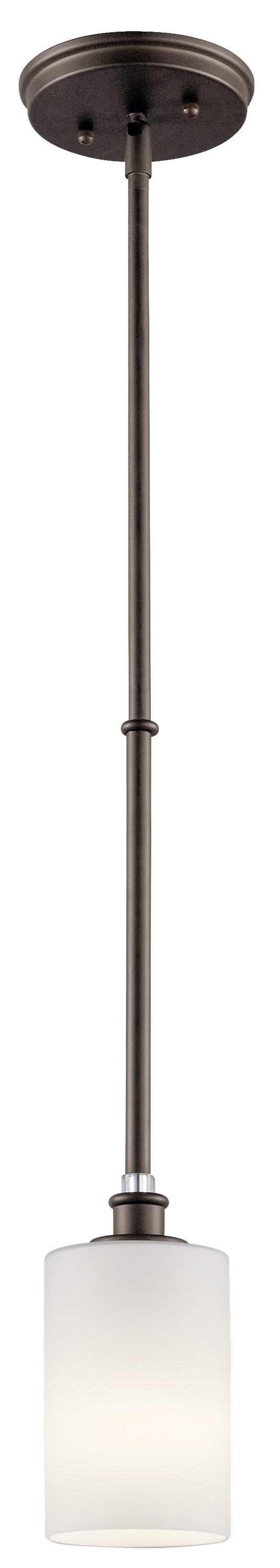 Kichler 43927OZL18 Joelson 1 -Light Olde Bronze Transitional Etched glass Cylinder Mini Hanging Pendant light