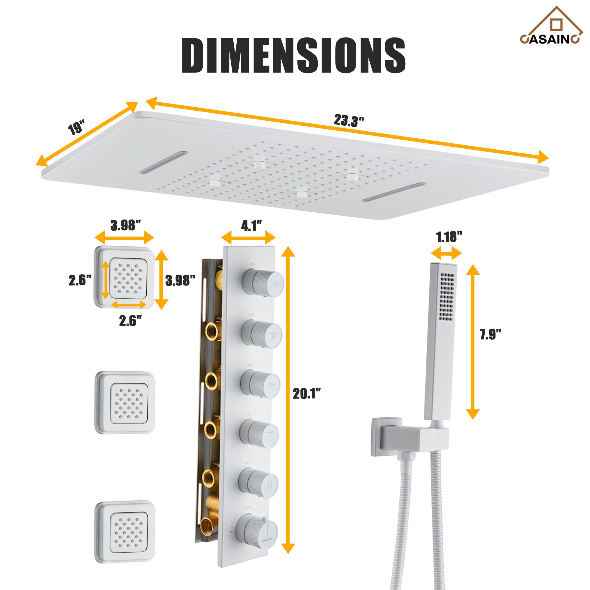 CASAINC KCHS0002-MW Showerhead-Bar-Panels - View #10