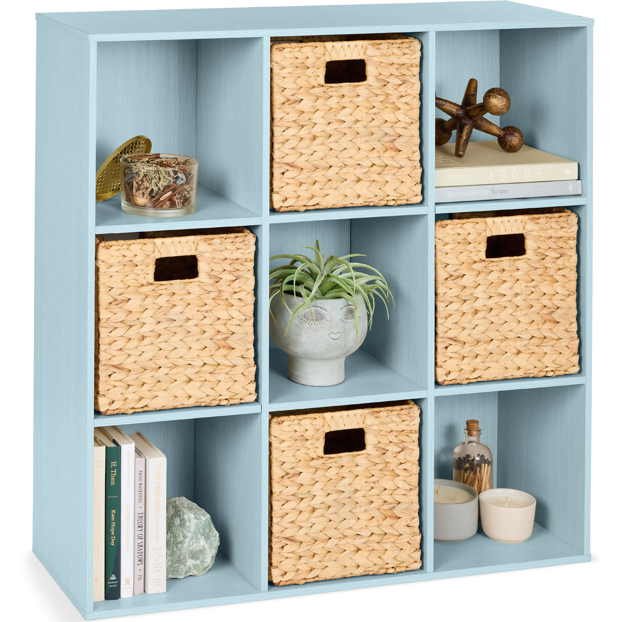 Best Choice Products SKY8757 9-Cube Bookshelf 135in Display Storage System Organizer w/ Removable Back Panels - Light Blue
