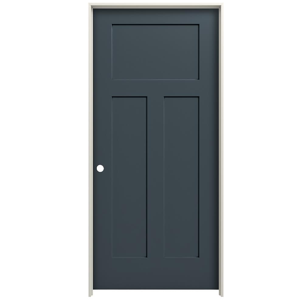 RELIABILT LO1003053 36-in x 80-in Slate Hollow core 3-panel craftsman Right hand Smooth Prefinished Molded composite Flat Jamb Single Prehung Interior Door