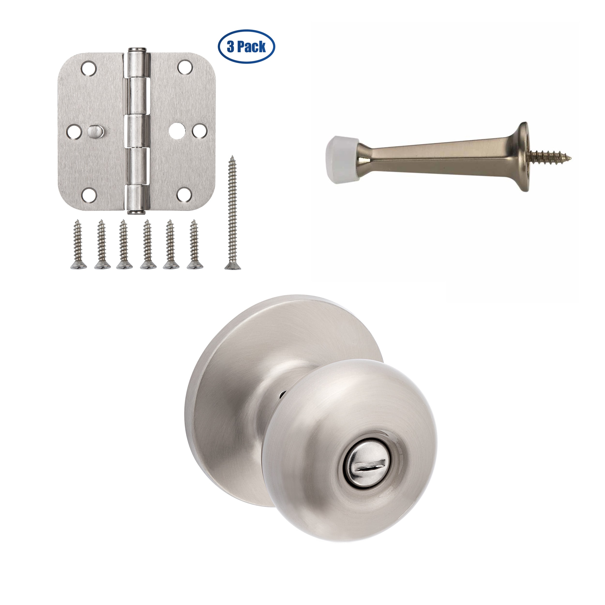 RELIABILT Baron Satin Nickel Exterior Keyed Entry Door Knob in the