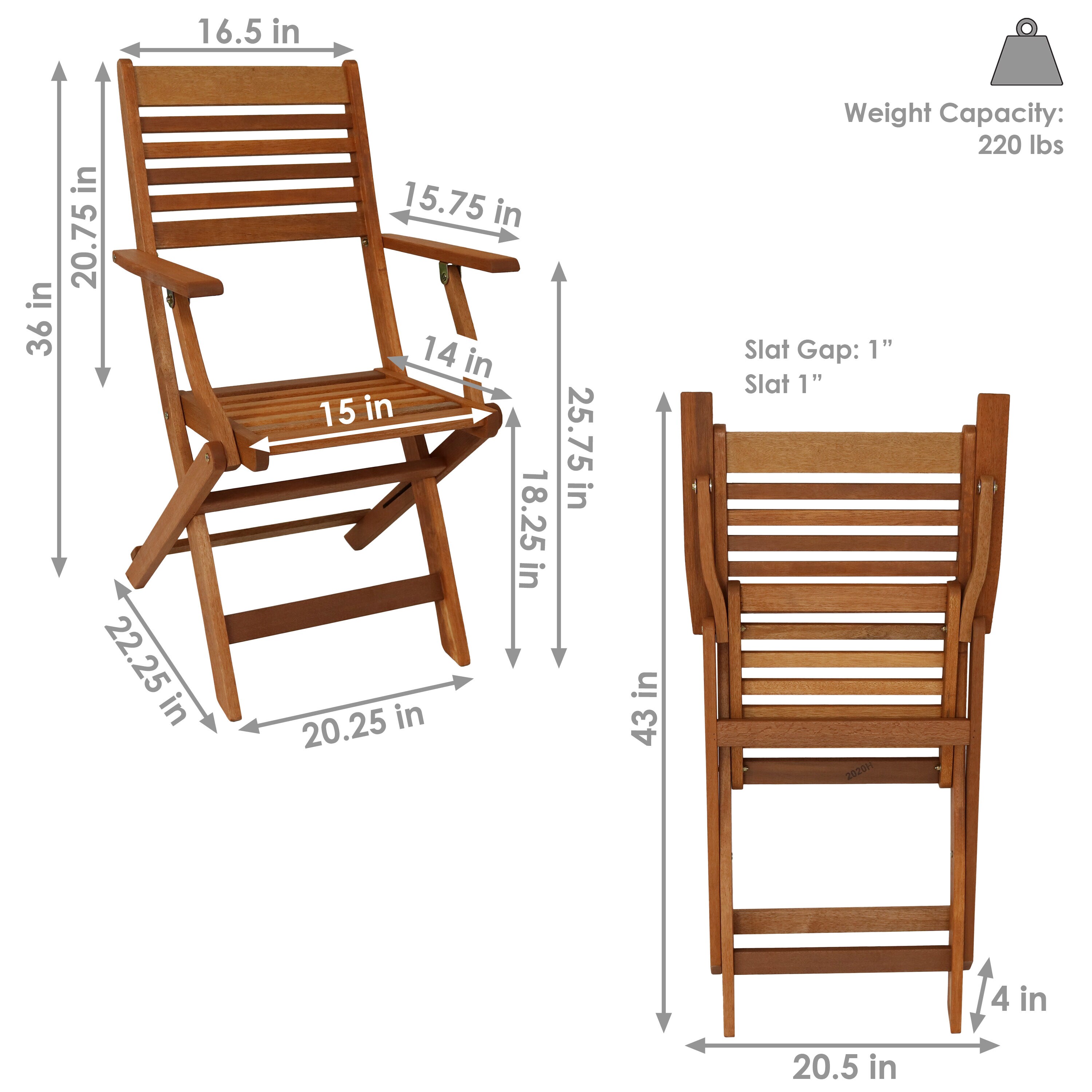 Sunnydaze Set of 2 Slat-Back Dining Chairs - Natural with Beige Cushions