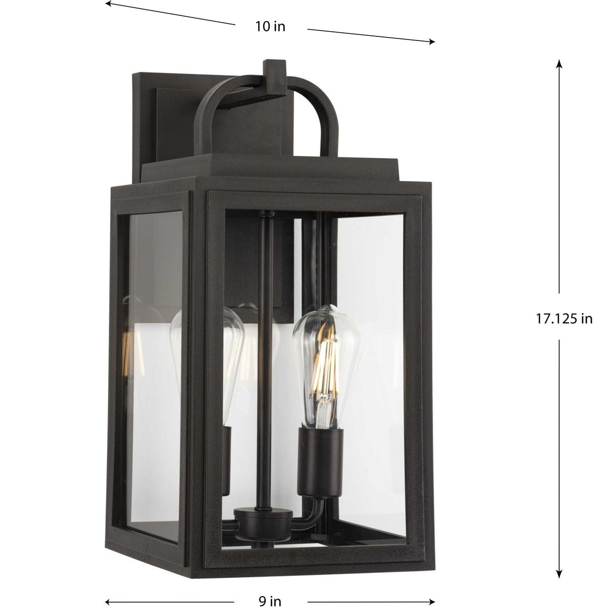 Antique Bronze Outdoor Lantern with Clear Glass Panels
