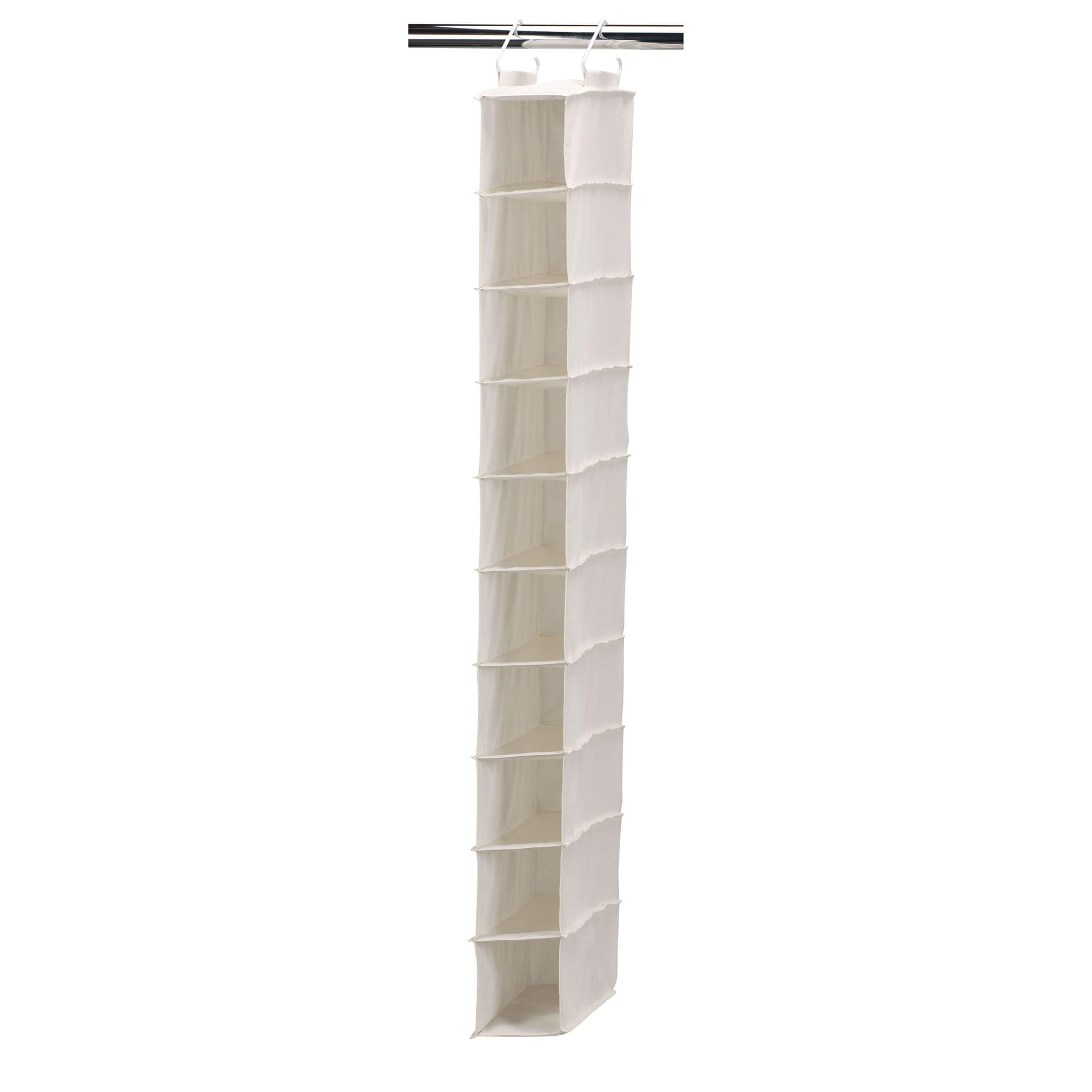 Household Essentials 10Pocket Hanging Shoe Organizer Narrow Canvas Closet Shelf 2Hook Support Gentle and Breathable Canvas Perfect for Shoe Organization and Care