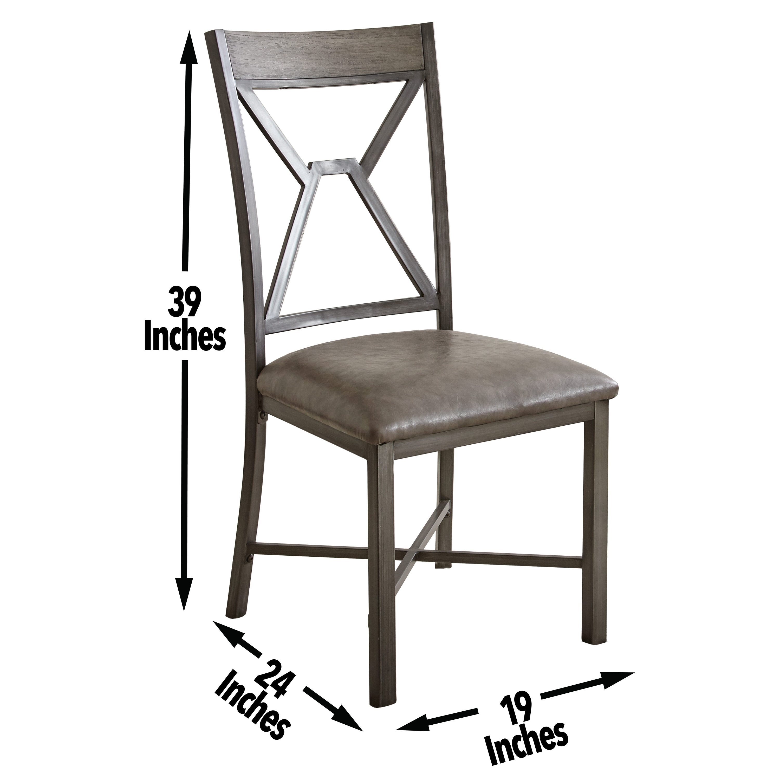 Gray Faux Leather Upholstered Side Chair with Metal Frame