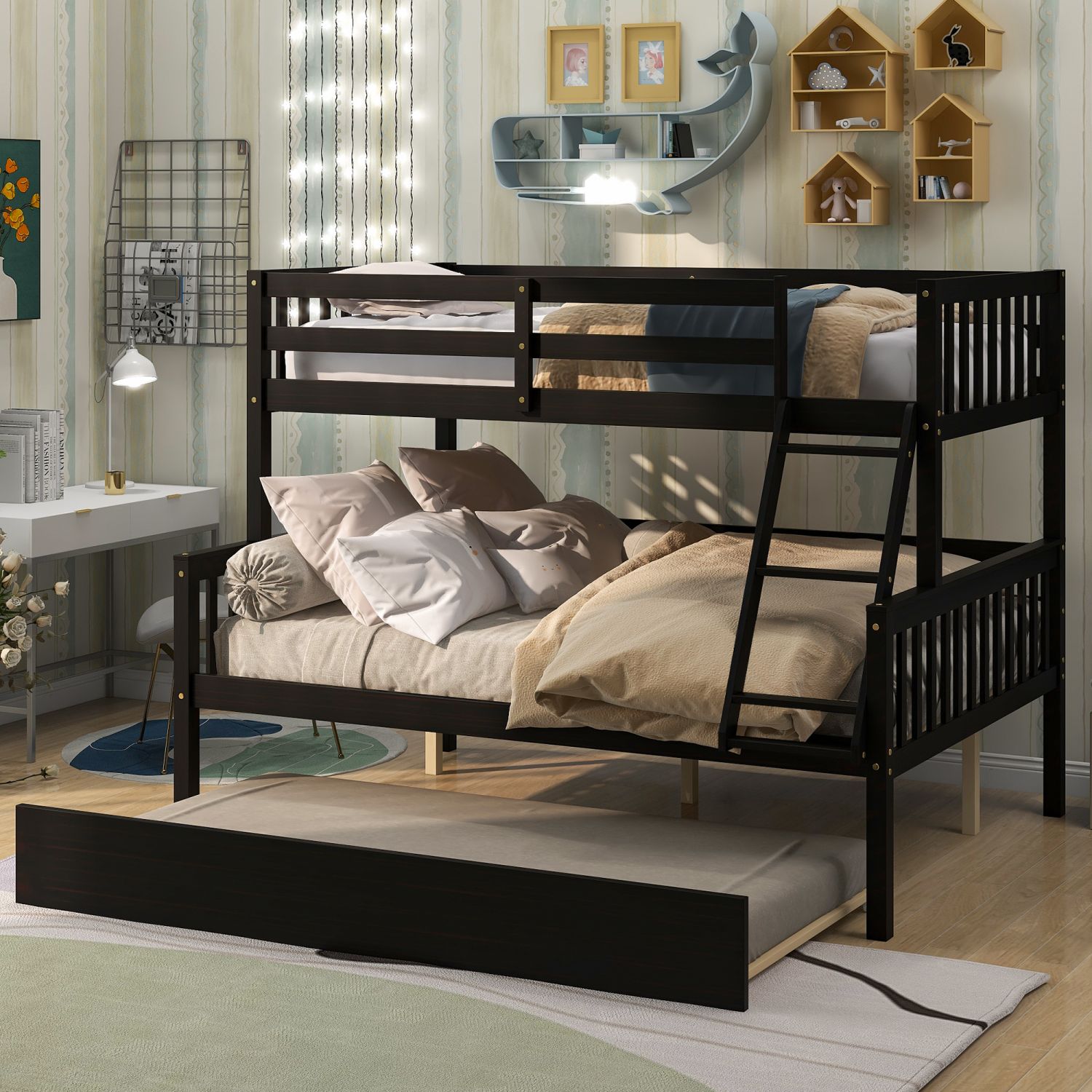 JASMODER W504S00304 Espresso Full Composite Platform Bed