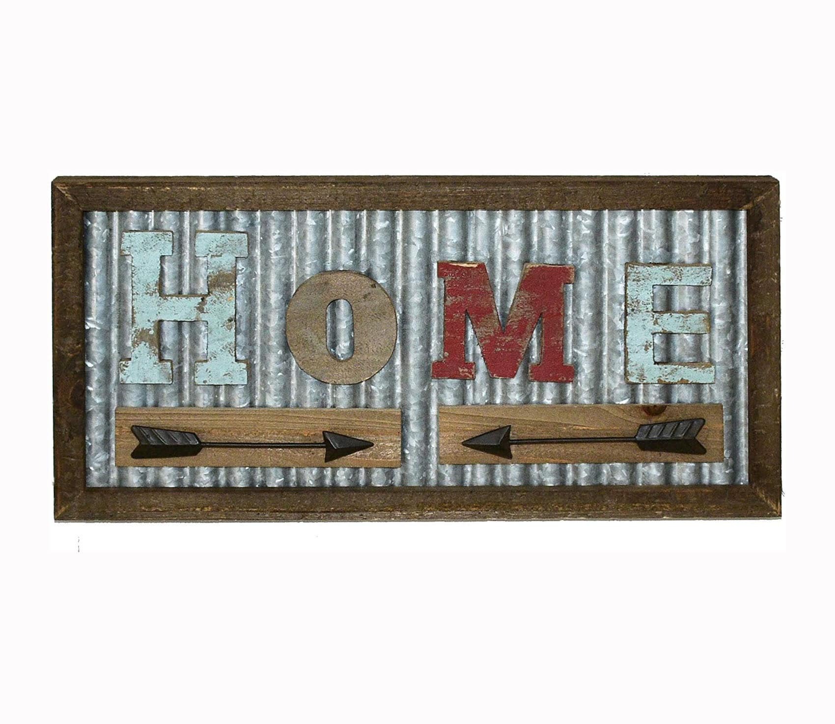Parisloft PL1818- Home Sign Brown Wood Framed 12-Inches H x 24-Inches W Inspirational Wood Sign