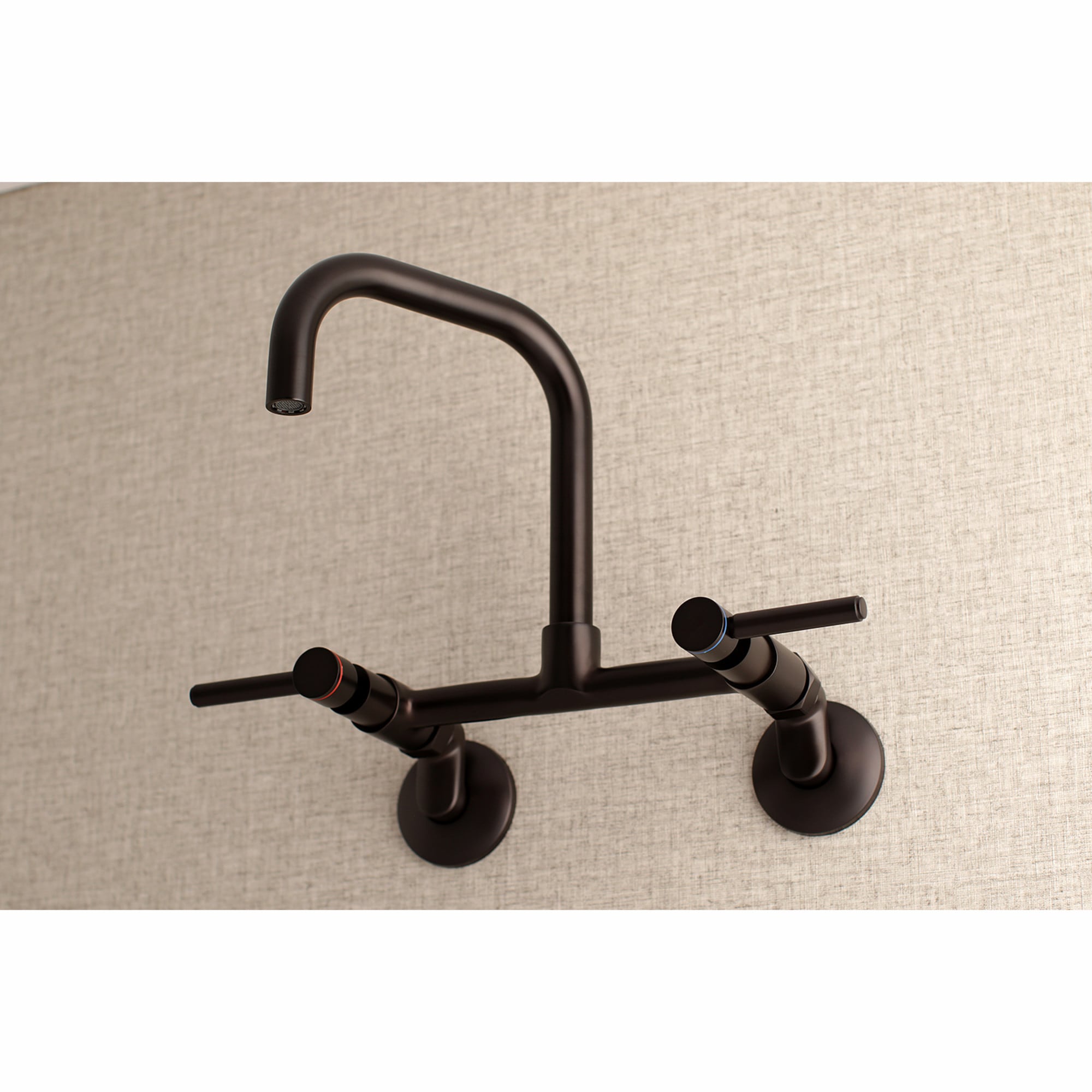 Kingston Brass WLKS813ORB Concord Oil Rubbed Bronze Double Handle Wall-mount Kitchen Faucet