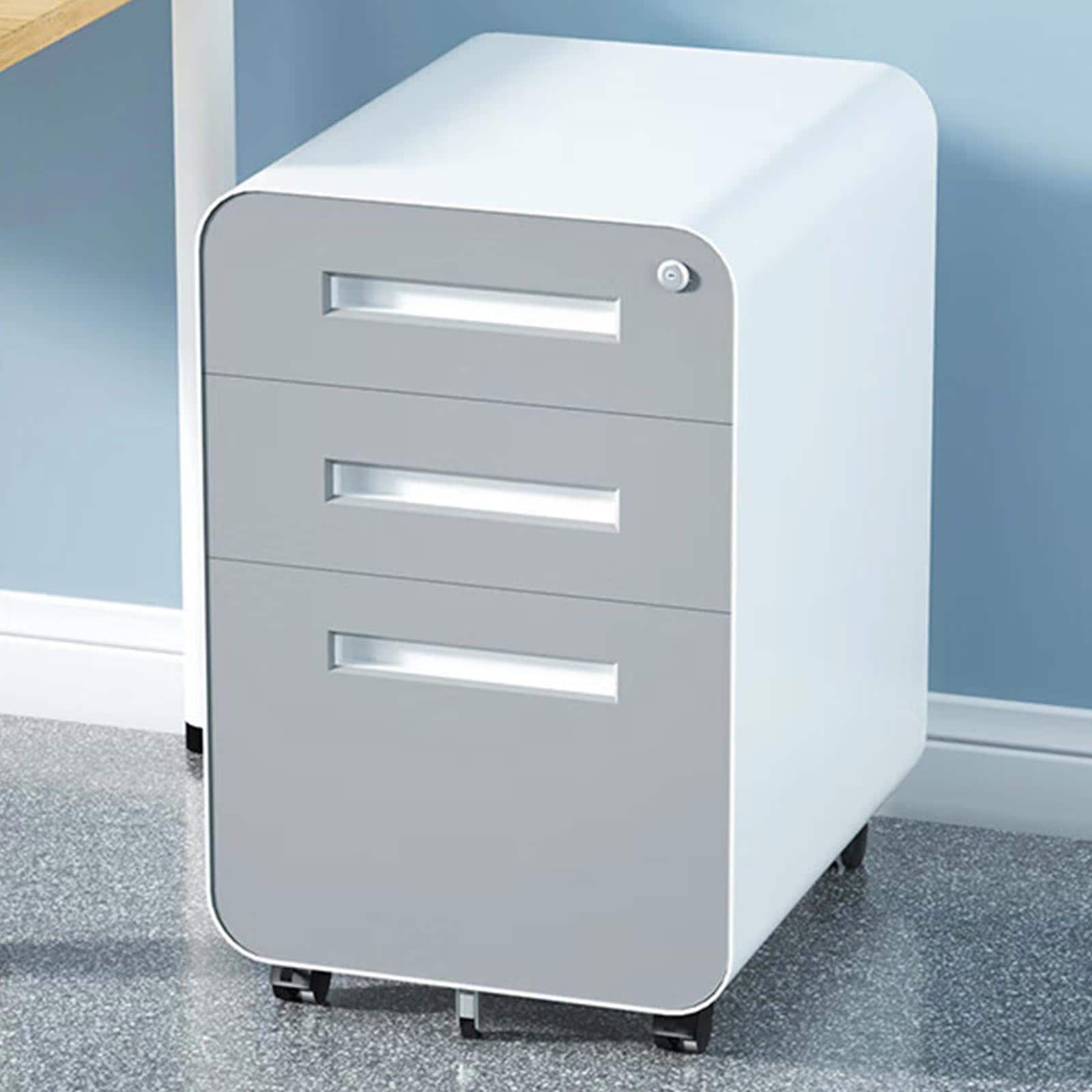 LOVMOR SF-Y-W1247P145909 3 Drawer Mobile File Cabinet Under Desk Office Simple Style Versatile Storage Cabinet for Legal Letter A4 Files
