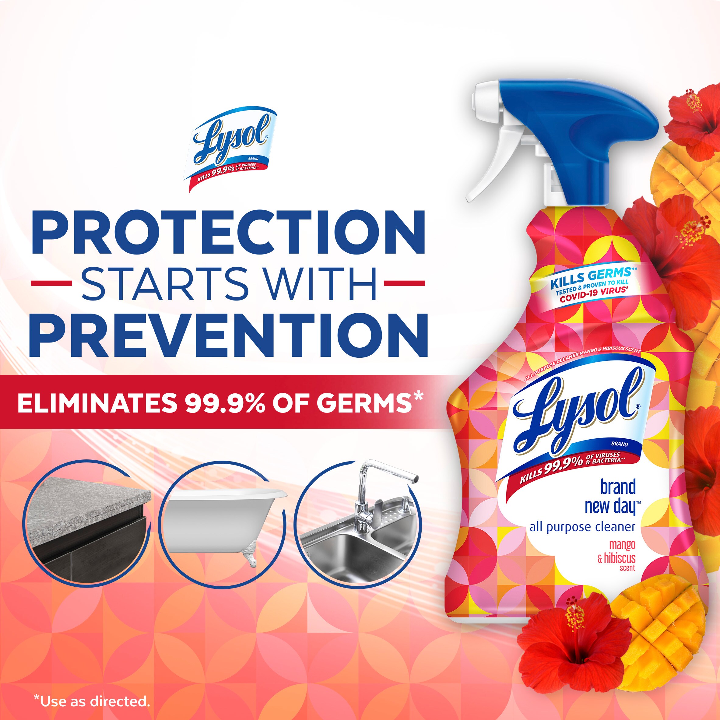 LYSOL Brand New Day 32oz Mango and Hibiscus Disinfectant Liquid All