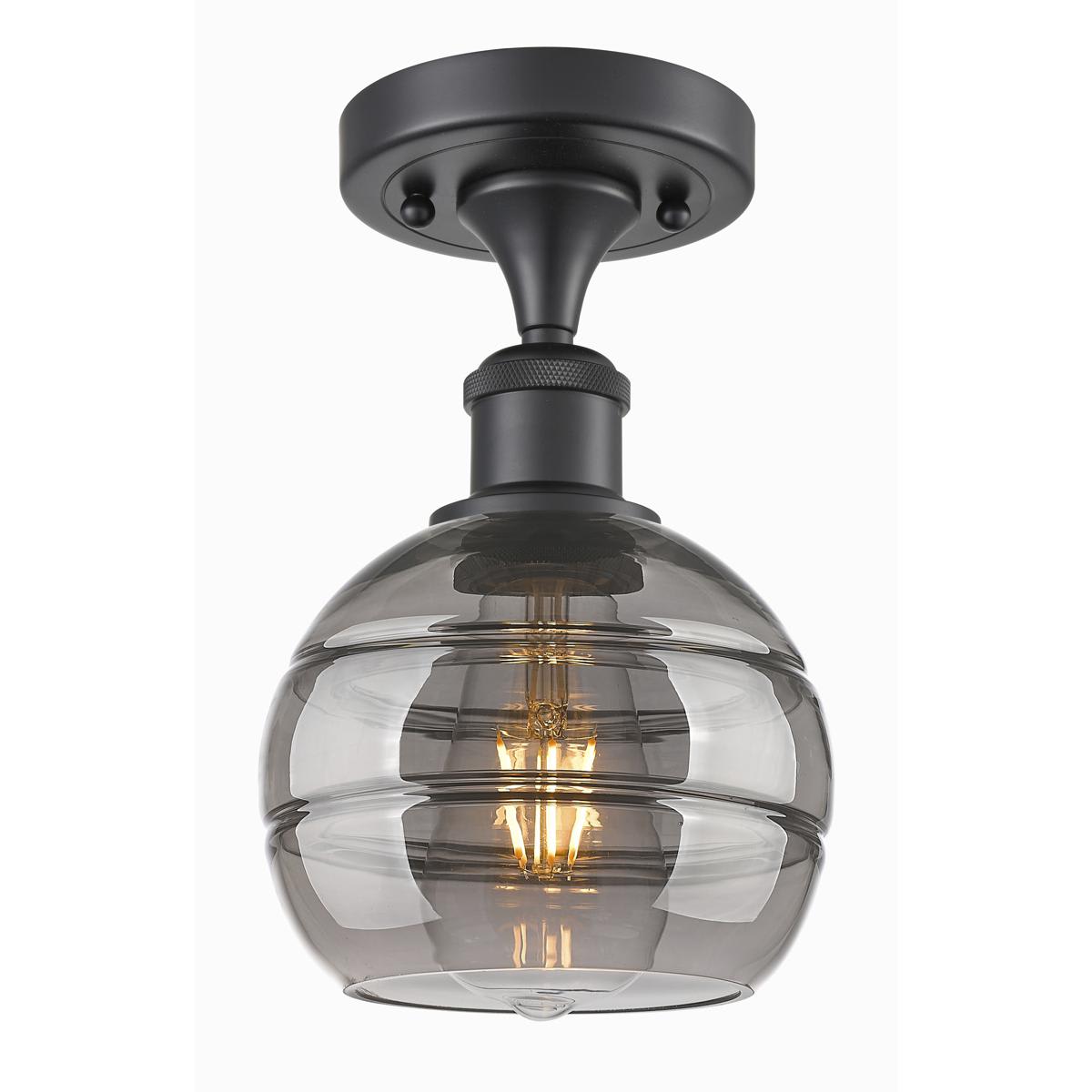 Innovations Lighting  516-1C-BK-G556-6SM Ballston Rochester Semi-Flush Mount Matte Black