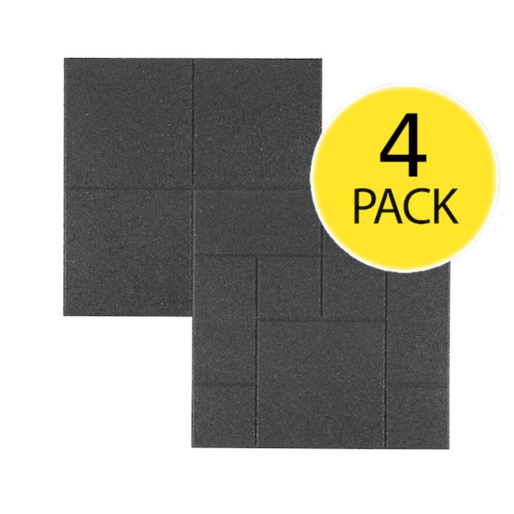 Rubberific DCPV24DG4 24-Inches L x 24-Inches W x 0.62-Inches H Square Gray Rubber Paver Multi-pack