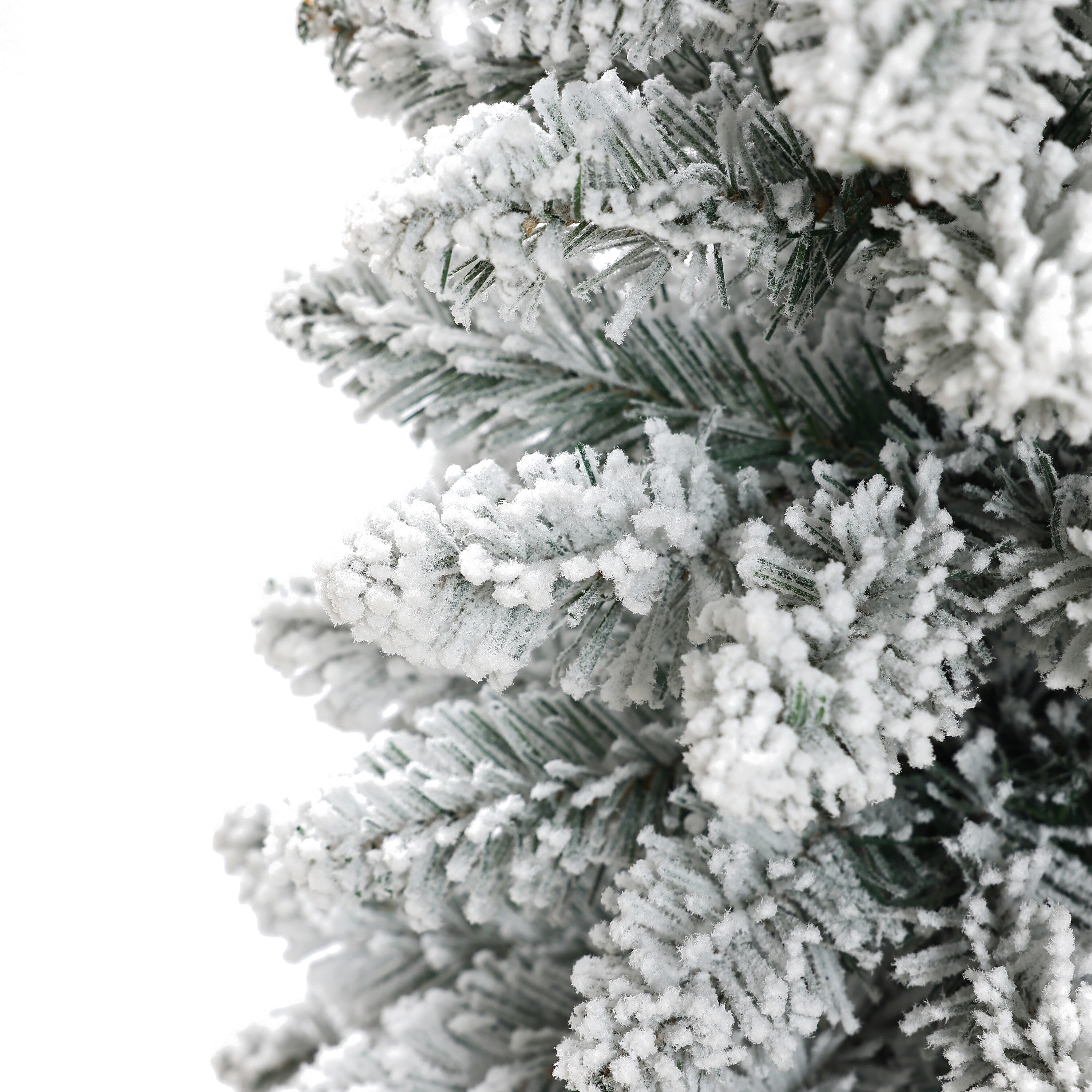 Set of 3 Snow-Flocked PVC Christmas Trees with Metal Pots