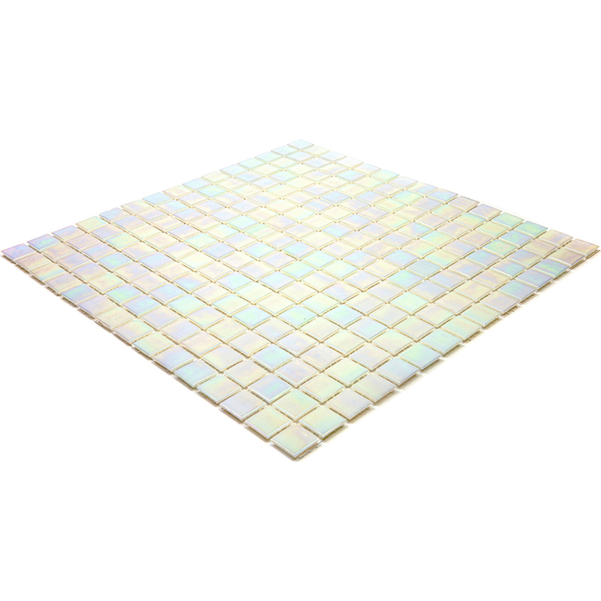 Cotton White Glossy Glass Mosaic Wall and Floor Tile