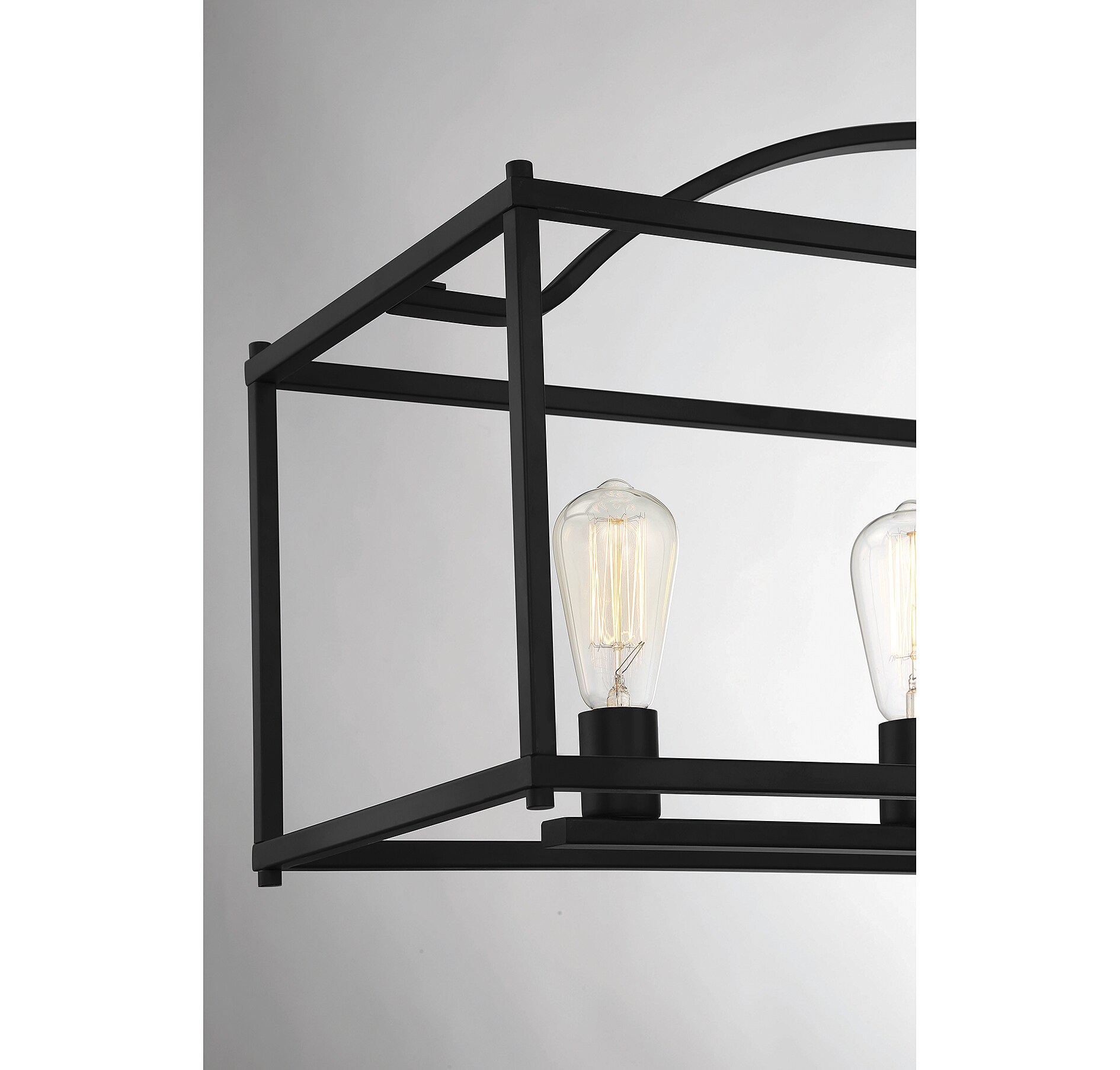 Palladian Matte Black 5-Light Linear Cage Chandelier