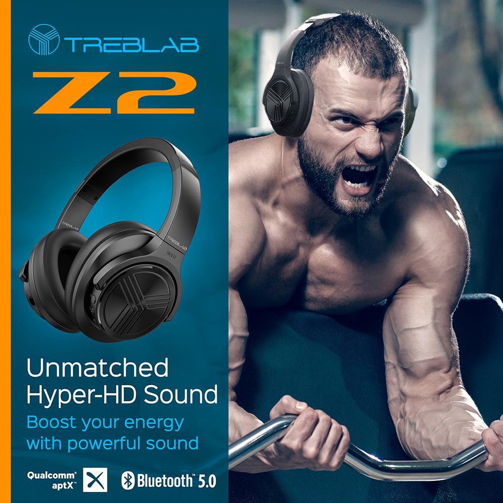 TREBLAB Z2 Over The Ear Wireless Noise Canceling Headphones at