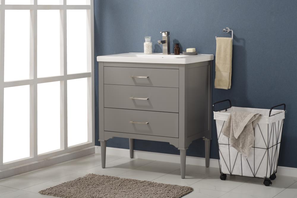 Design Element Mason 30-in Gray Single sink Bathroom Vanity with White Porcelain Top