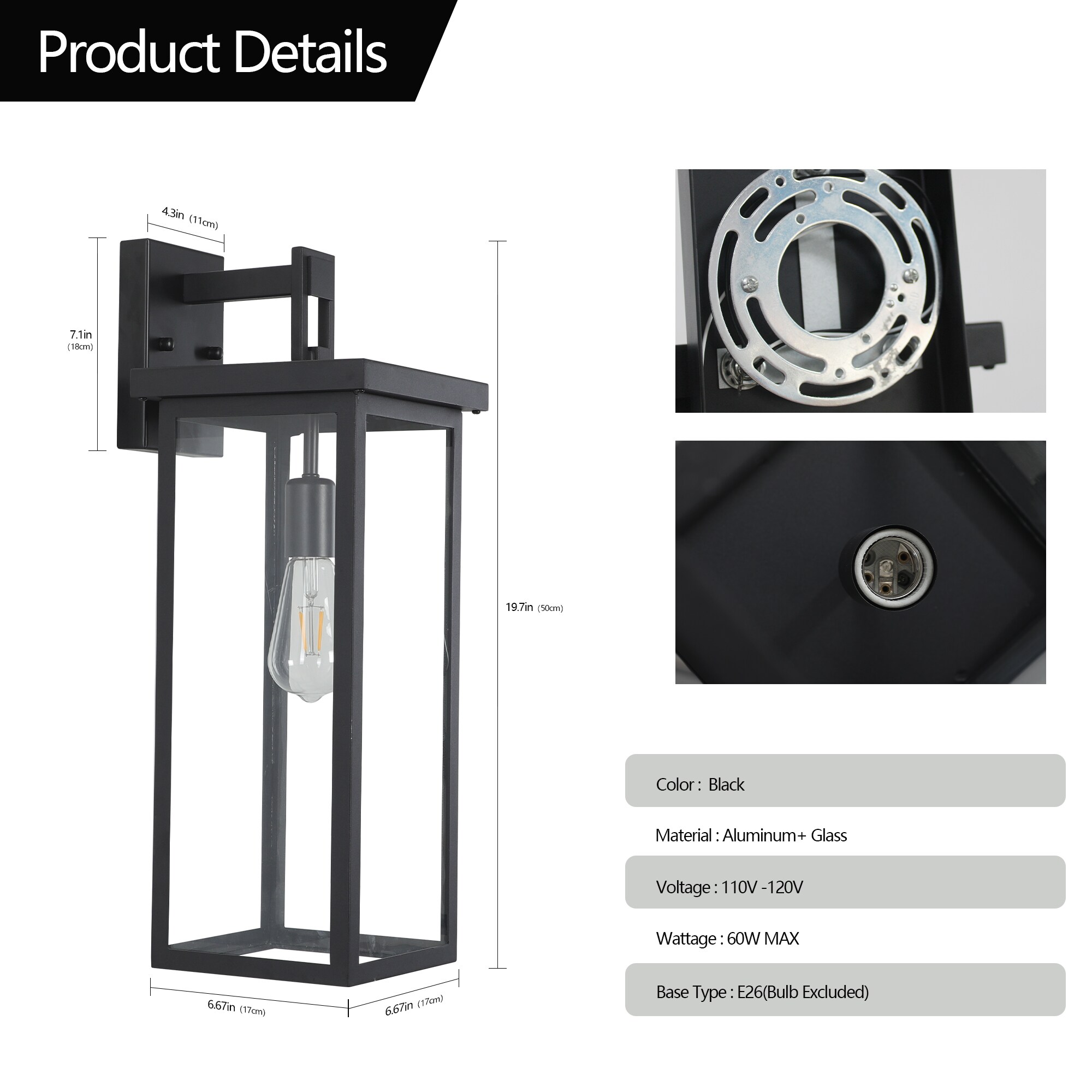 Kahomvis MIX-QPMS-0044 Outdoor-Wall-Lighting - View #3