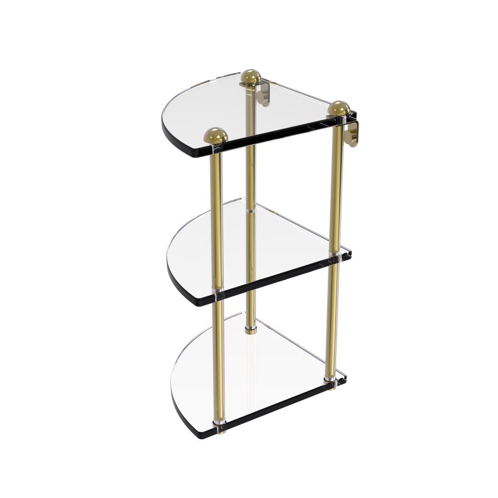 Allied Brass Unlacquered 3-Tier Brass Wall Mount Corner Bathroom Shelf  (8-in X 15-in X 8-in) in the Bathroom Shelves department at