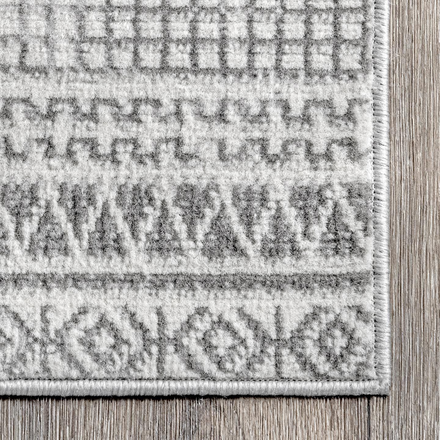 Gray Stripe Reversible Synthetic Rectangular Area Rug